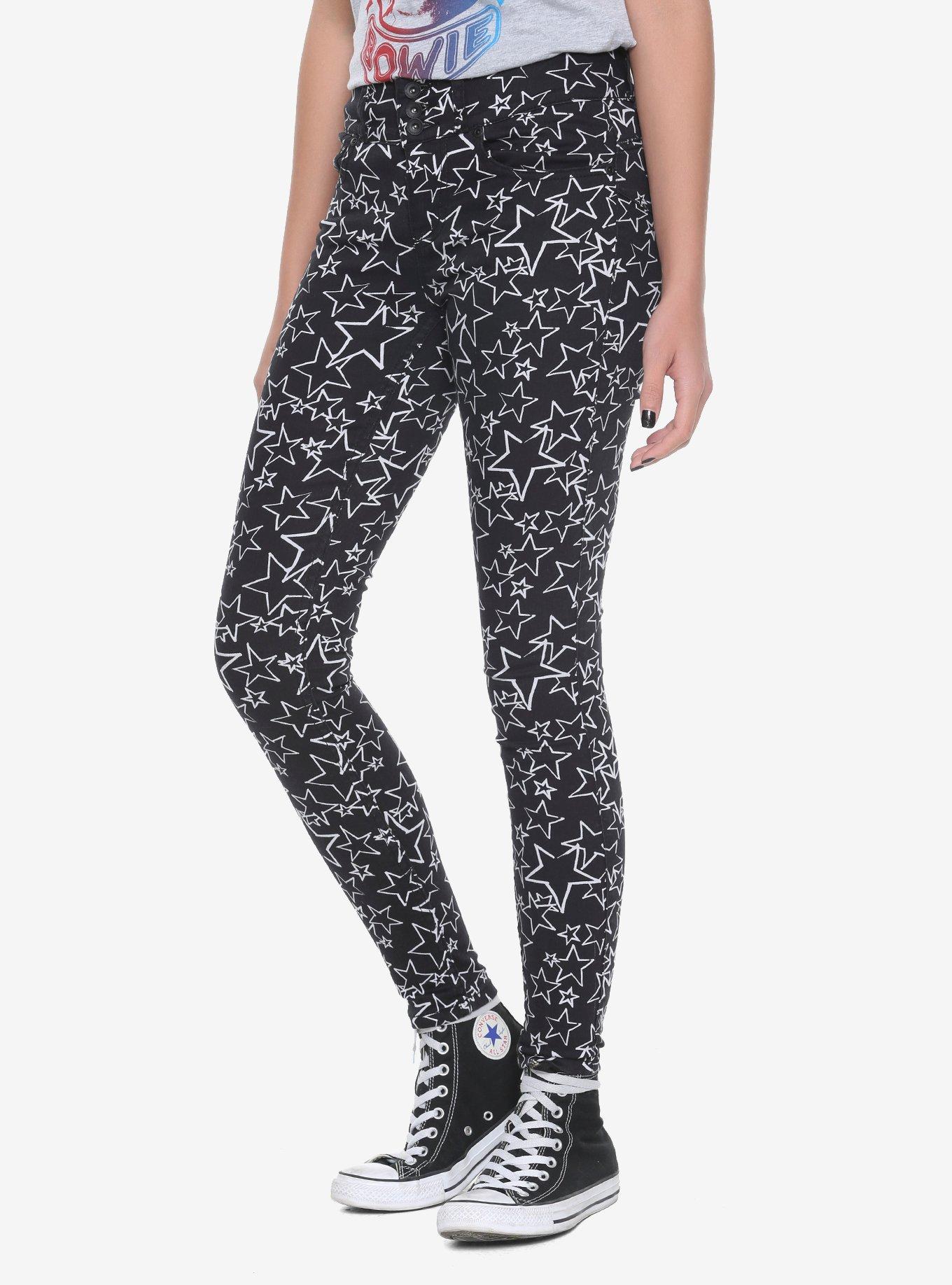 NEW! Blackheart Black & White Star Super Skinny Jeans, , hi-res