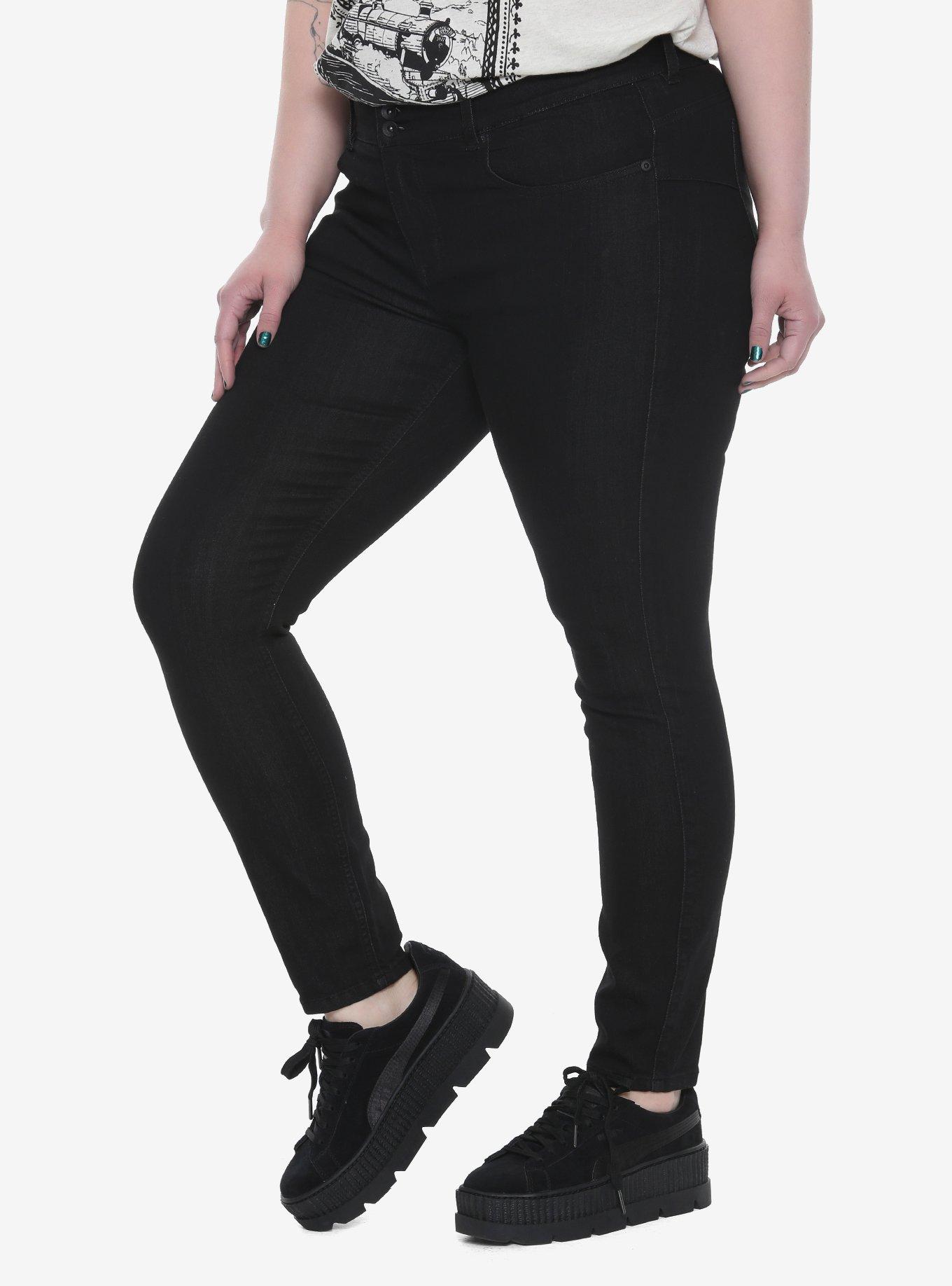 Blackheart Black Super Skinny Jeans Plus Size, BLACK, hi-res