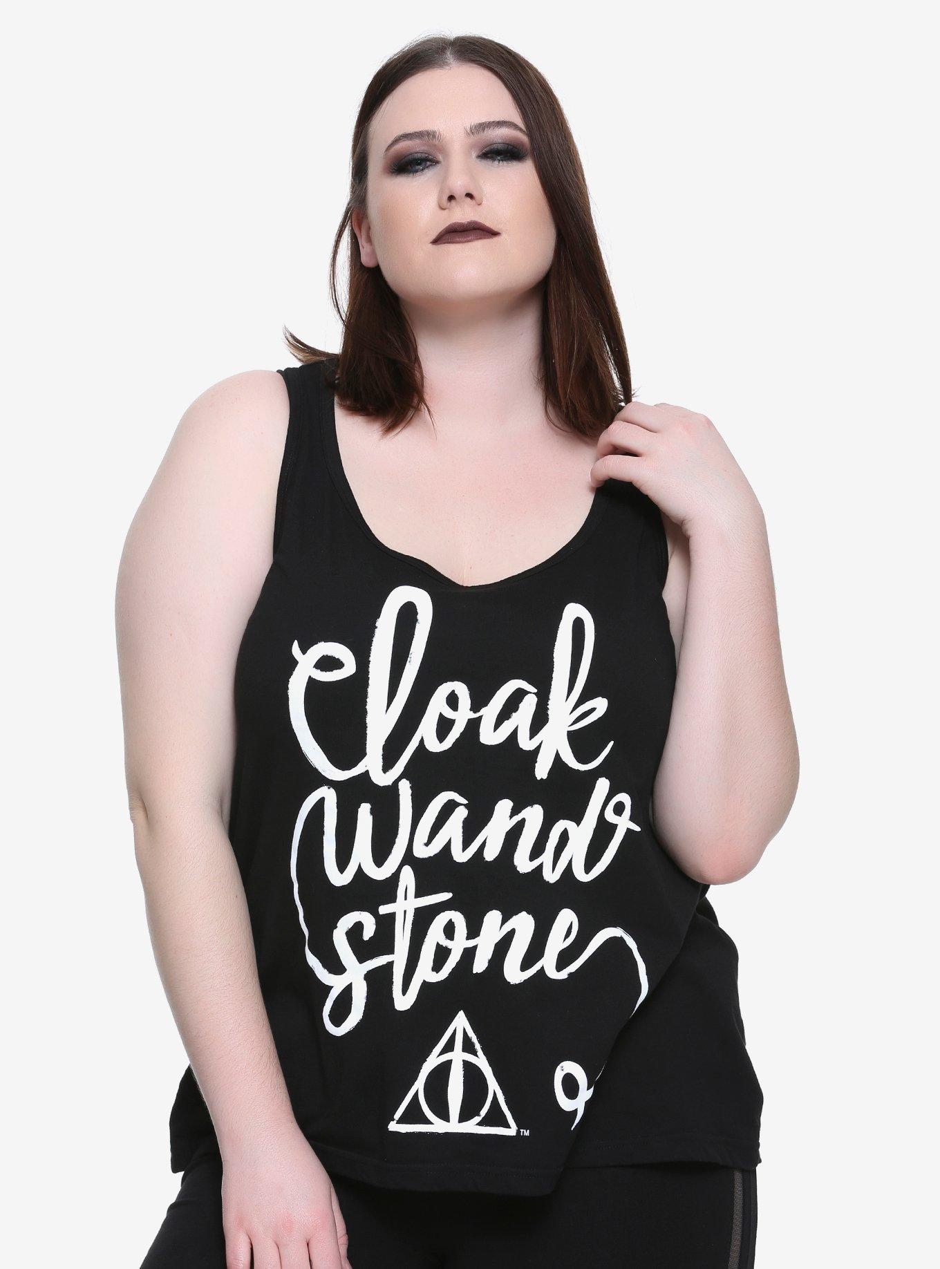 Harry Potter Cloak Wand Stone Girls Tank Top Plus Size, BLACK, hi-res