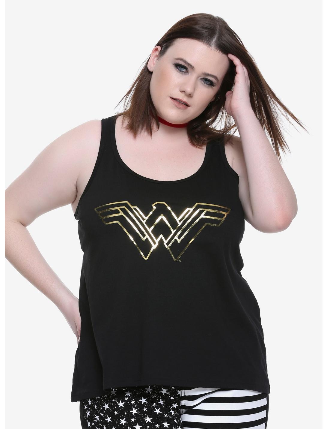 DC Comics Wonder Woman New Logo Girls Tank Top Plus Size, BLACK, hi-res