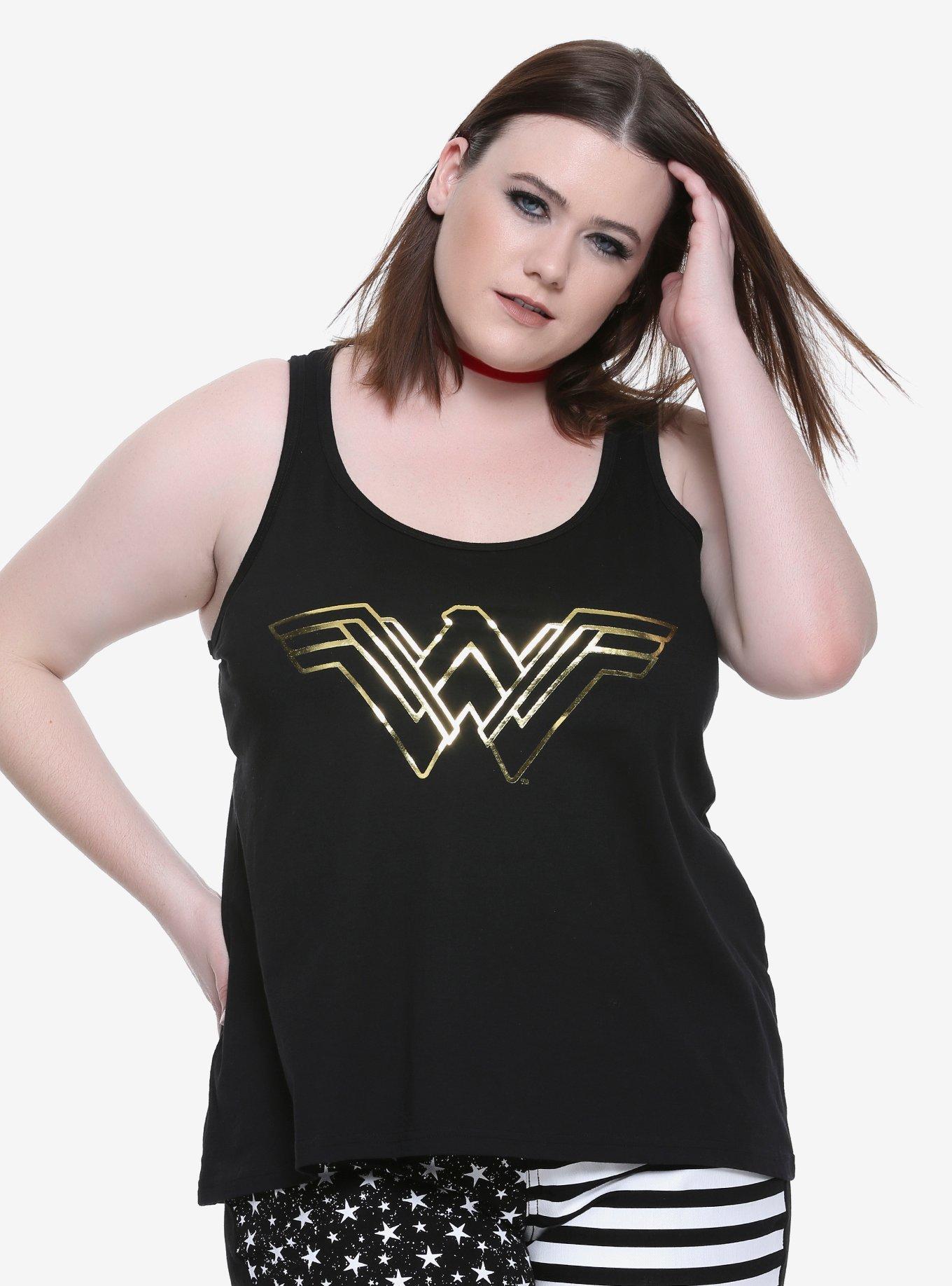 DC Comics Wonder Woman New Logo Girls Tank Top Plus Size, BLACK, hi-res