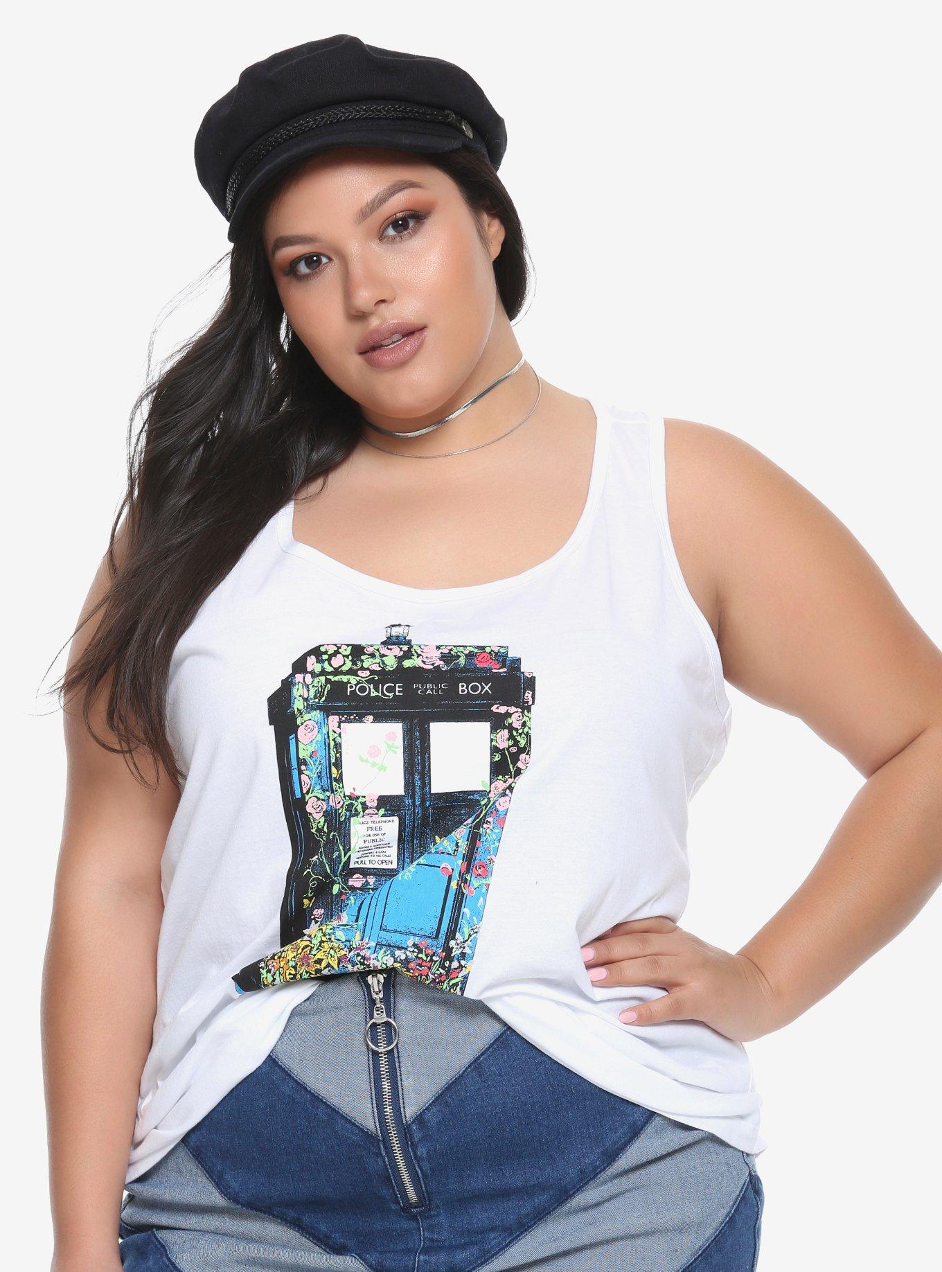 Doctor Who TARDIS Flowers Girls Tank Top Plus Size, MULTI, hi-res