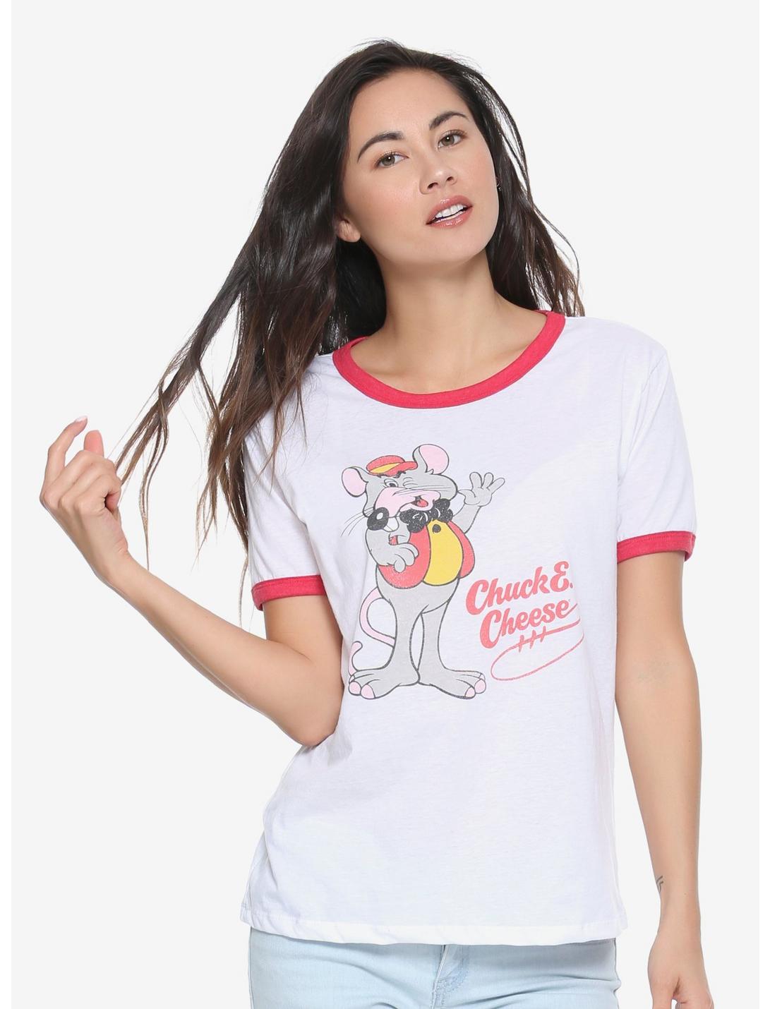 Chuck E. Cheese Womens Ringer Tee - BoxLunch Exclusive, WHITE, hi-res