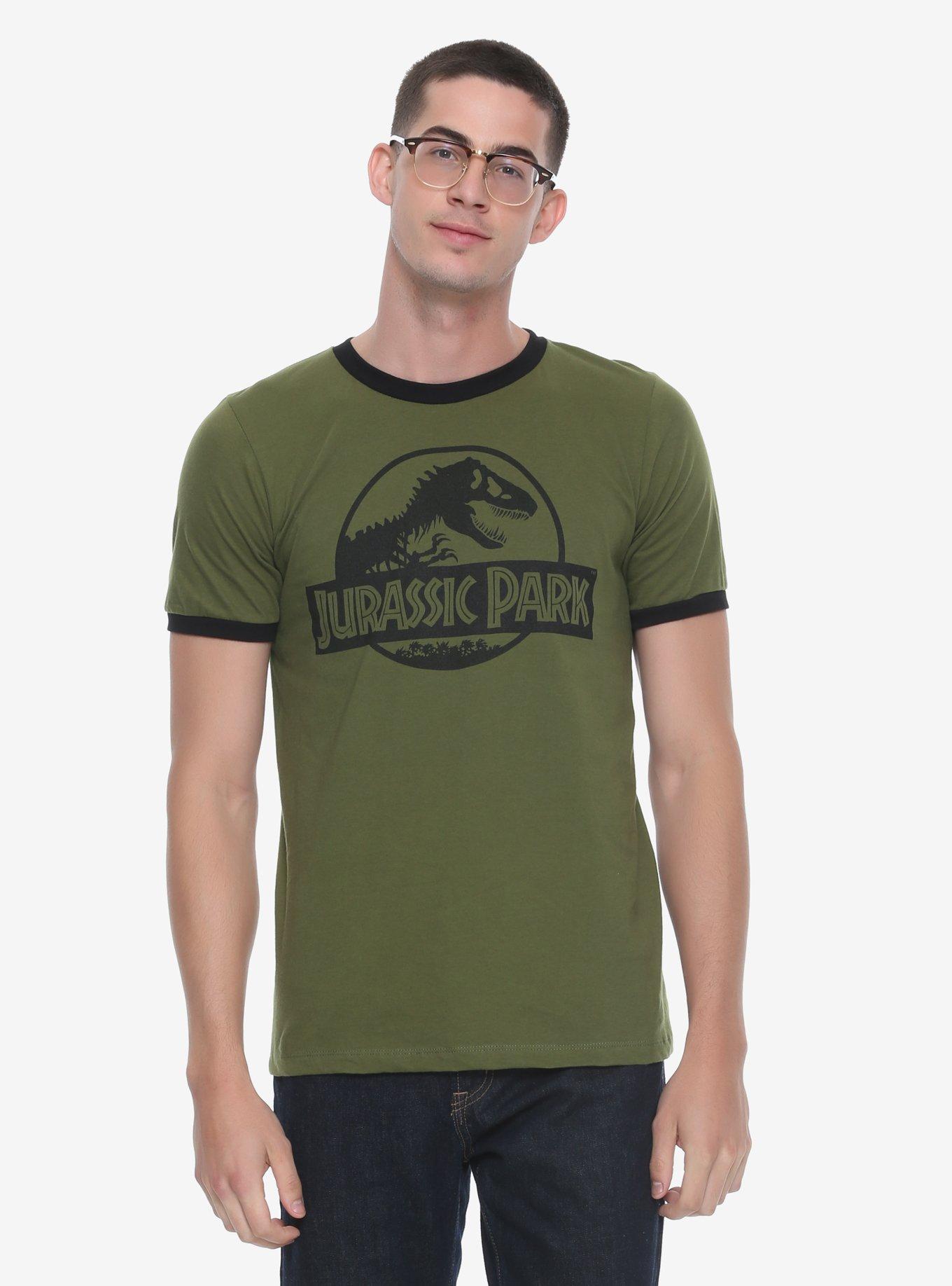Jurassic Park Logo Ringer T-Shirt, GREEN, hi-res