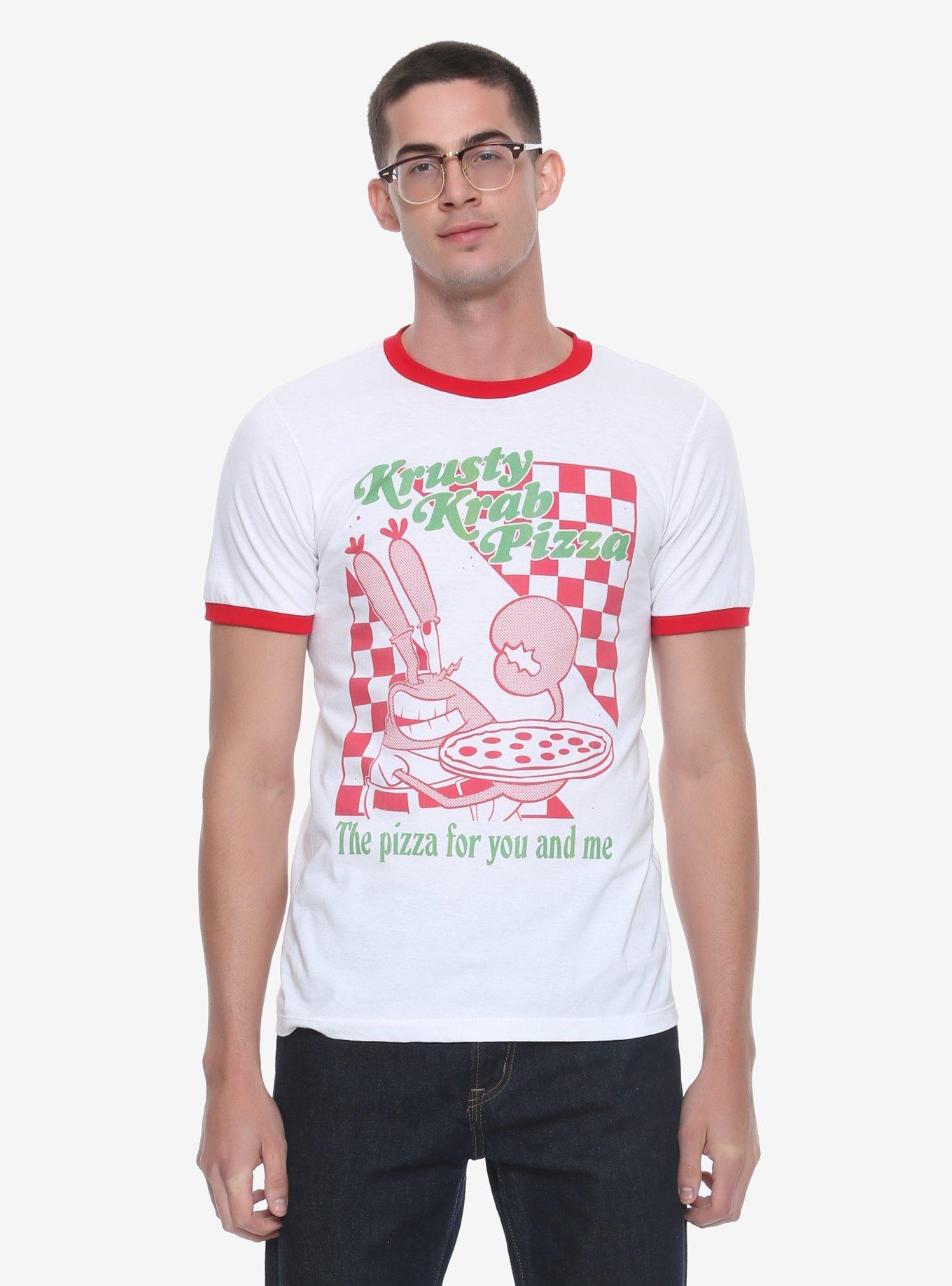SpongeBob SquarePants Krusty Krab Pizza Ringer T-Shirt - BoxLunch Exclusive, WHITE, hi-res