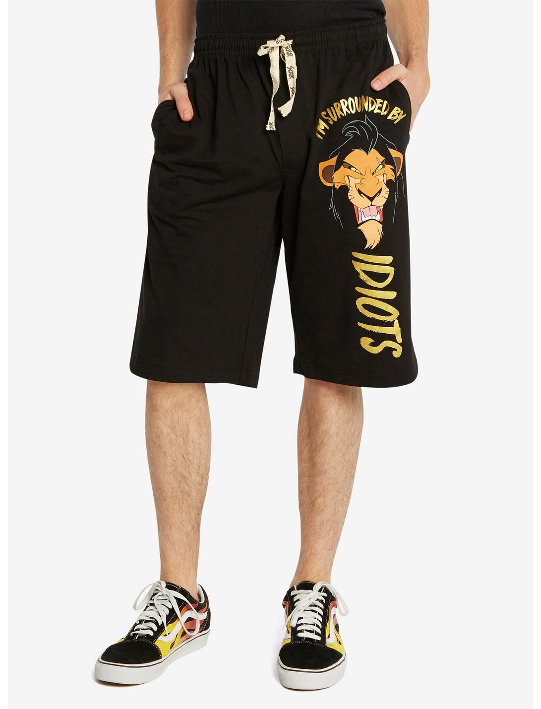 Disney The Lion King Scar Surrounded By Idiots Guys Pajama Shorts, BLACK, hi-res