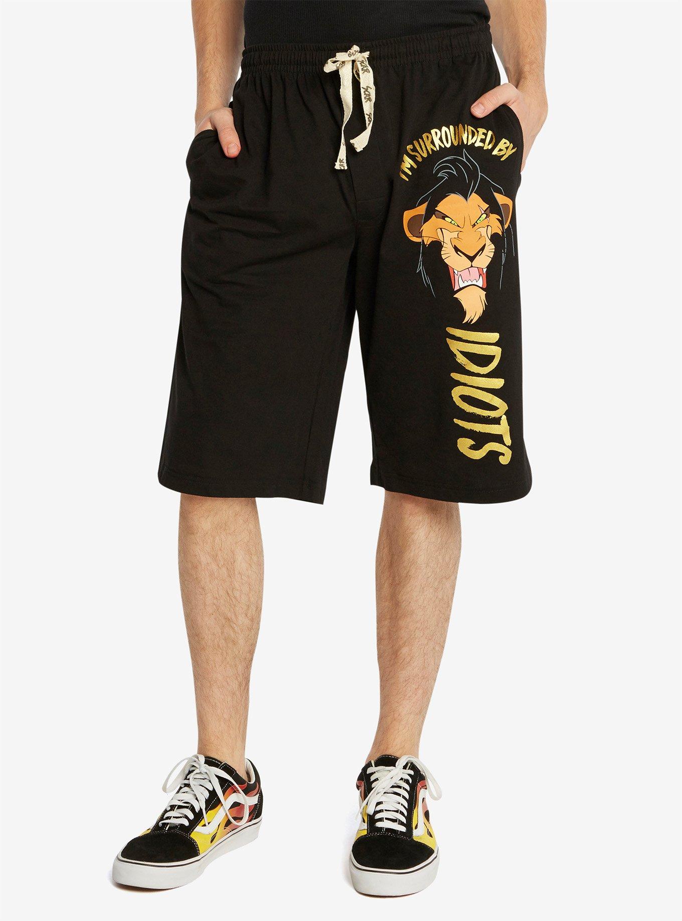 Disney The Lion King Scar Surrounded By Idiots Guys Pajama Shorts, BLACK, hi-res