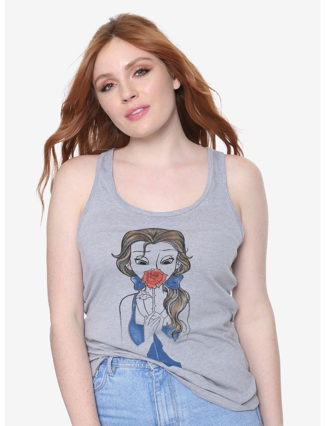 Disney Beauty And The Beast Belle Smelling Rose Girls Tank Top, BLACK, hi-res