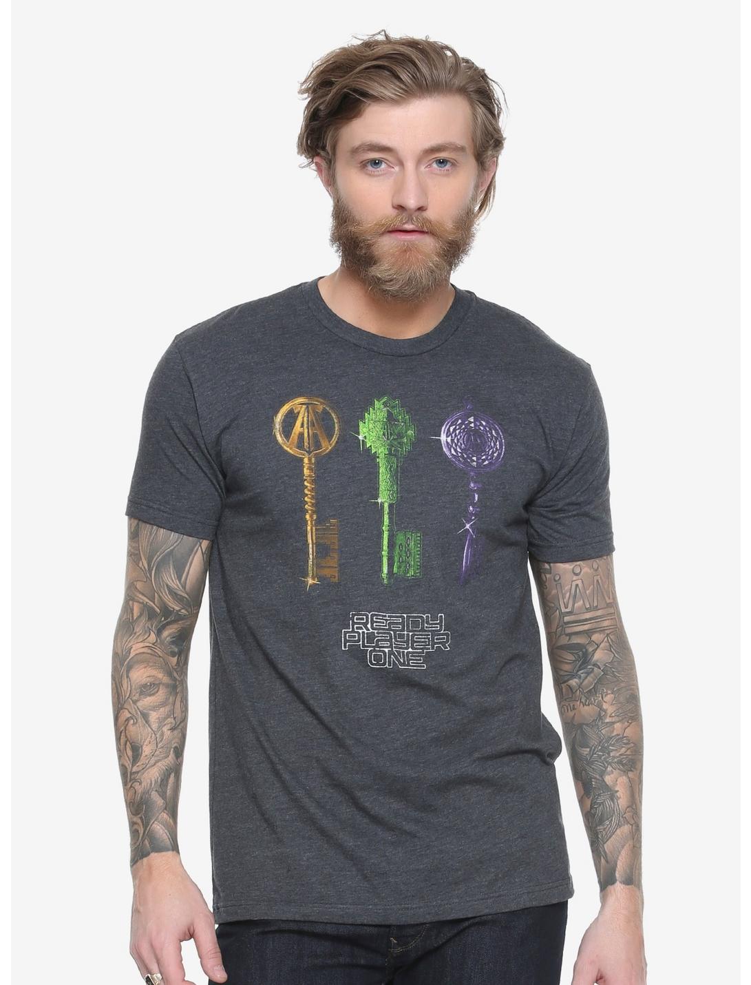 Ready Player One Keys T-Shirt - BoxLunch Exclusive, GREY, hi-res