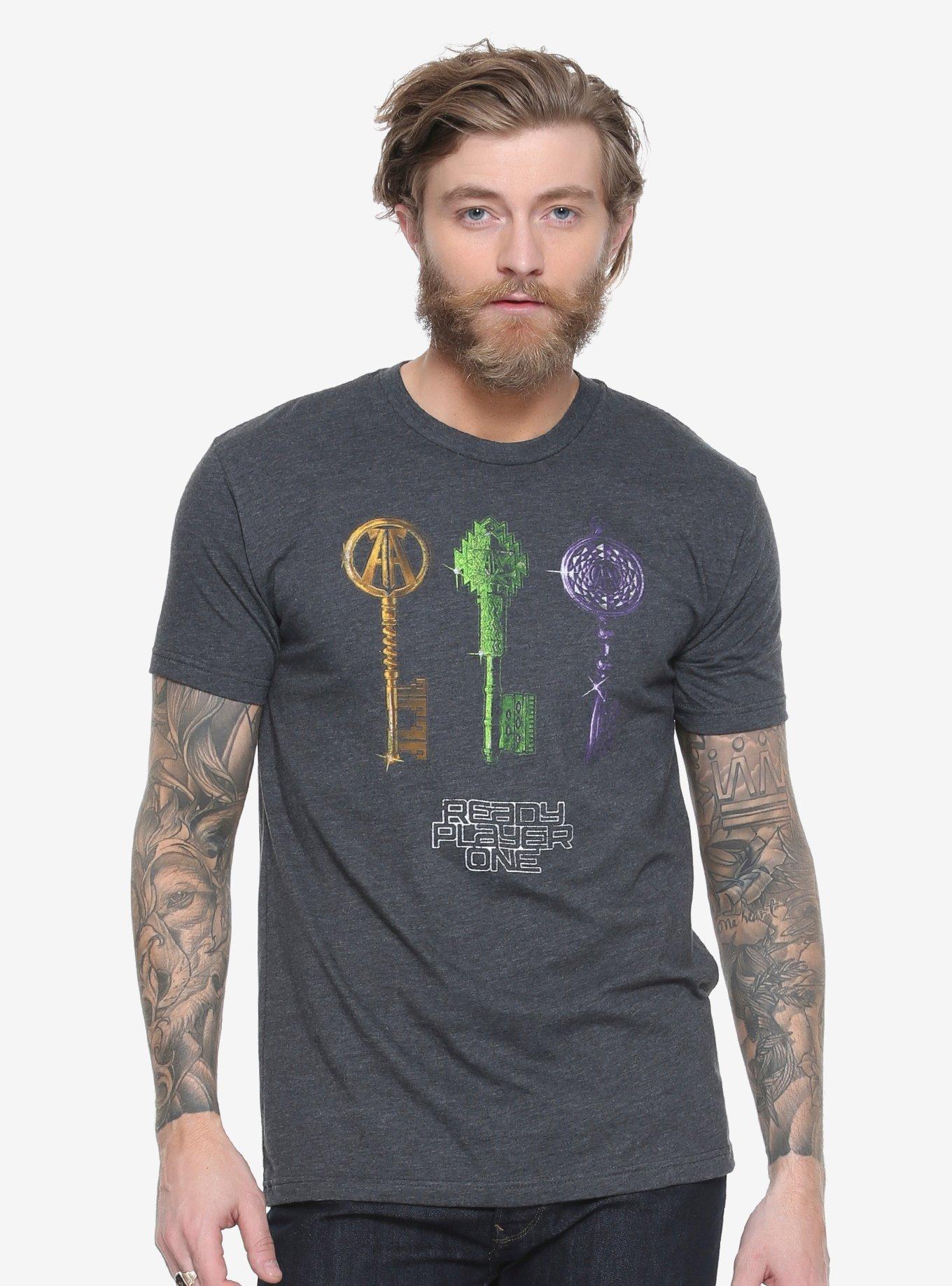 Ready Player One Keys T-Shirt - BoxLunch Exclusive, GREY, hi-res