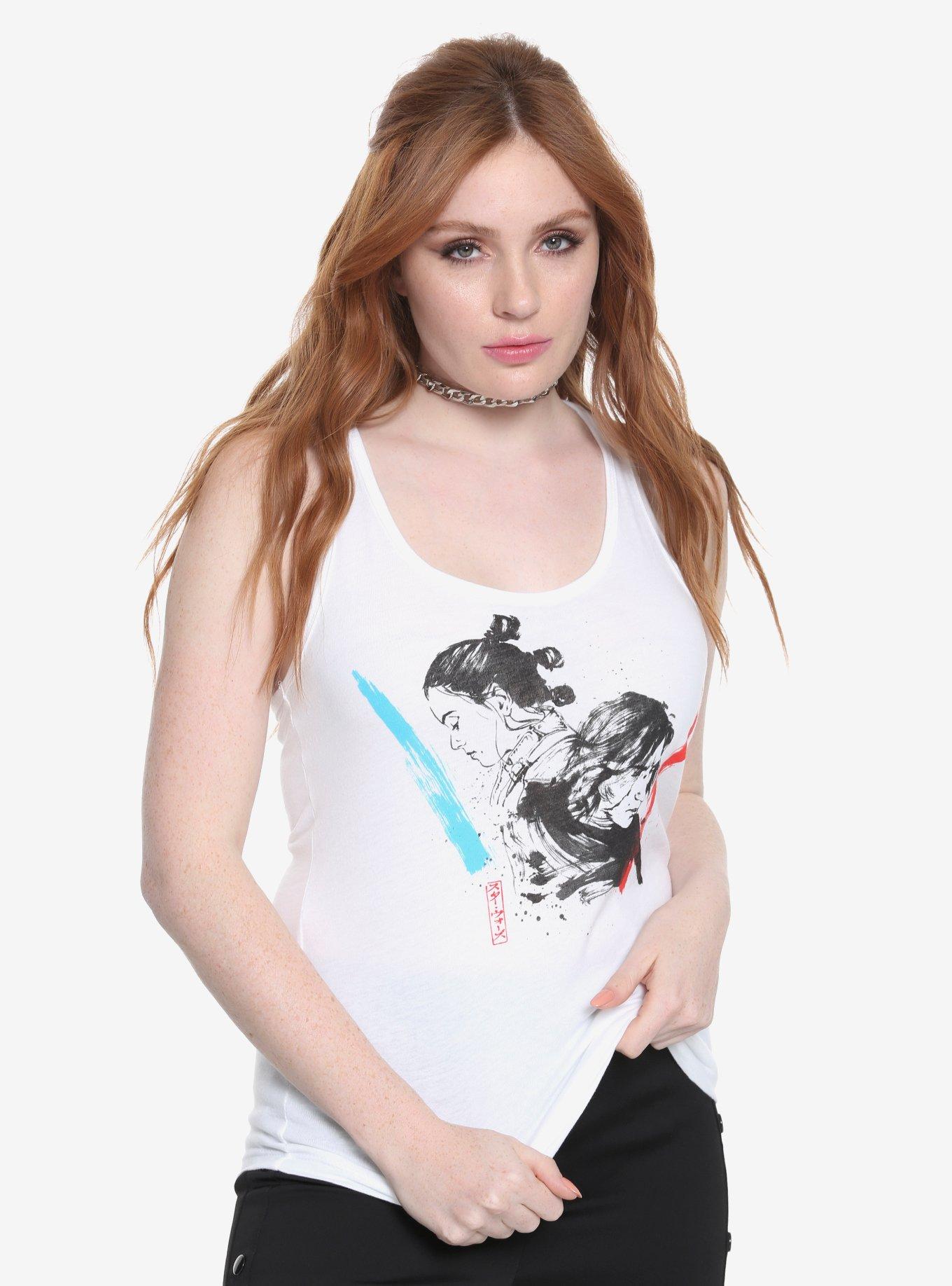 Star Wars: The Last Jedi Kylo Ren & Rey Sketch Girls Tank Top, BLACK, hi-res