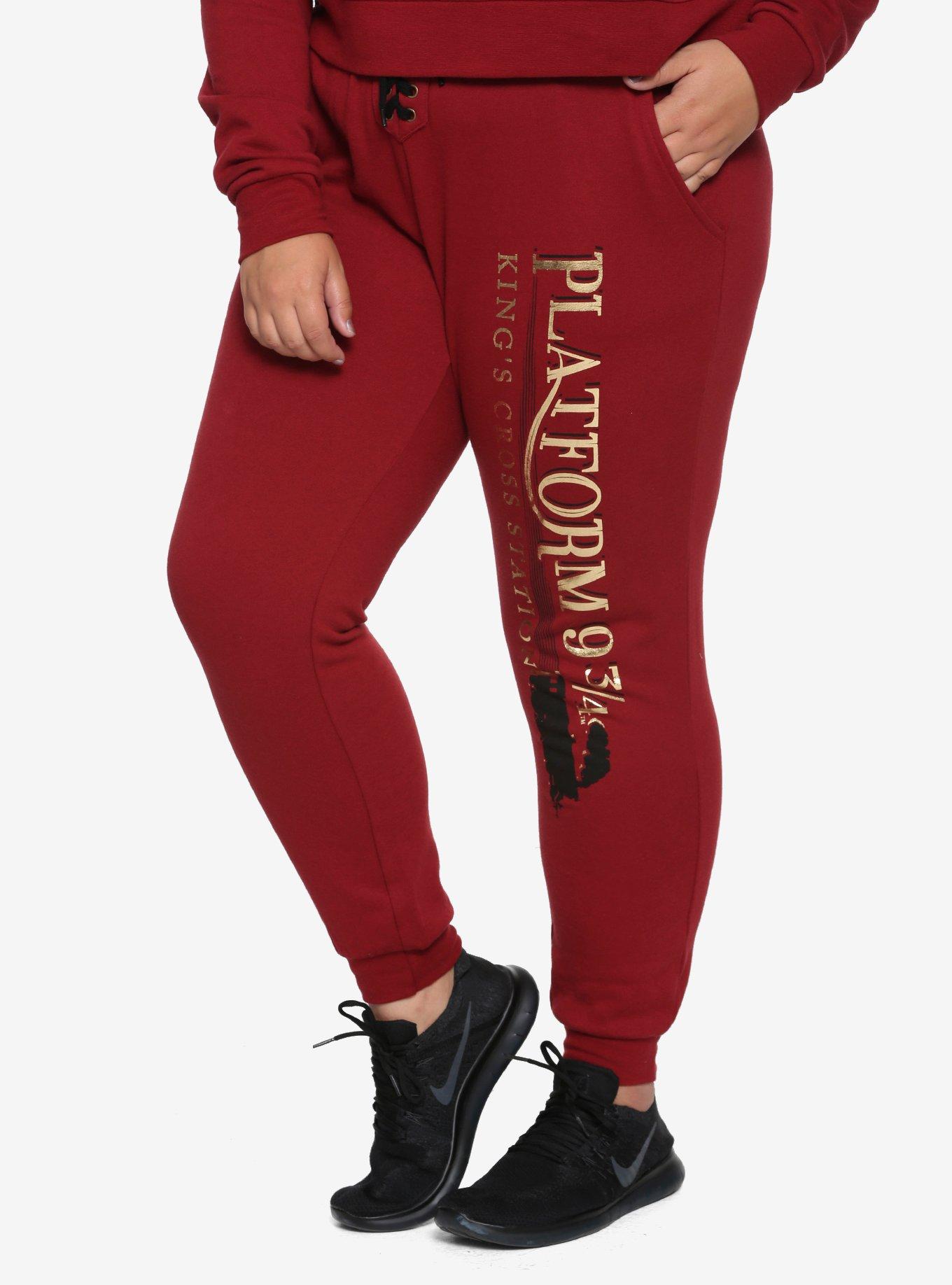 Harry Potter Hogwarts Express Girls Jogger Pants Plus Size, BURGUNDY, hi-res