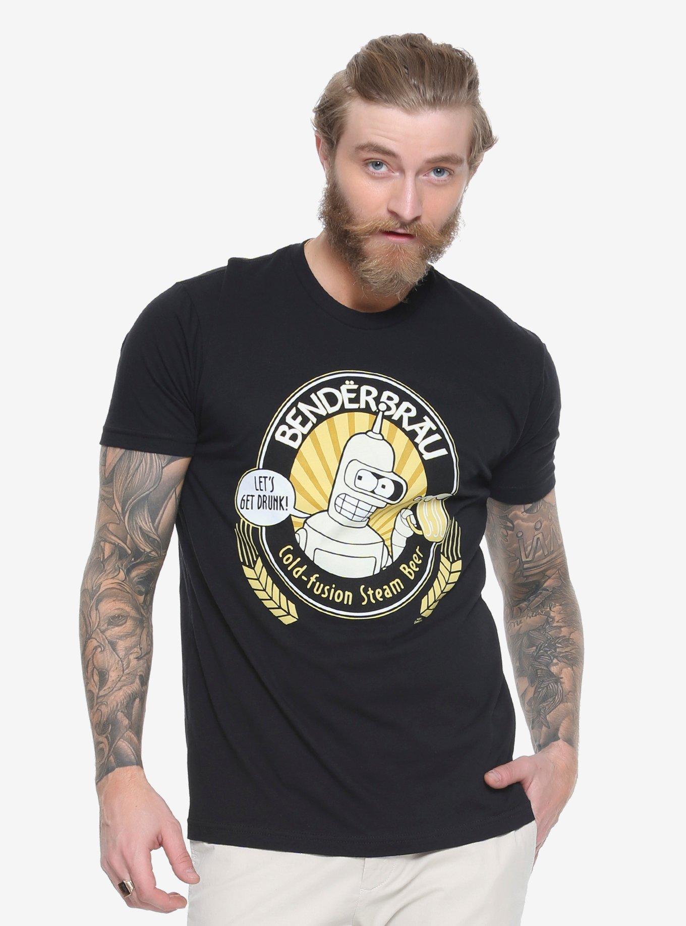 Futurama Benderbrau T-Shirt - BoxLunch Exclusive, BLACK, hi-res