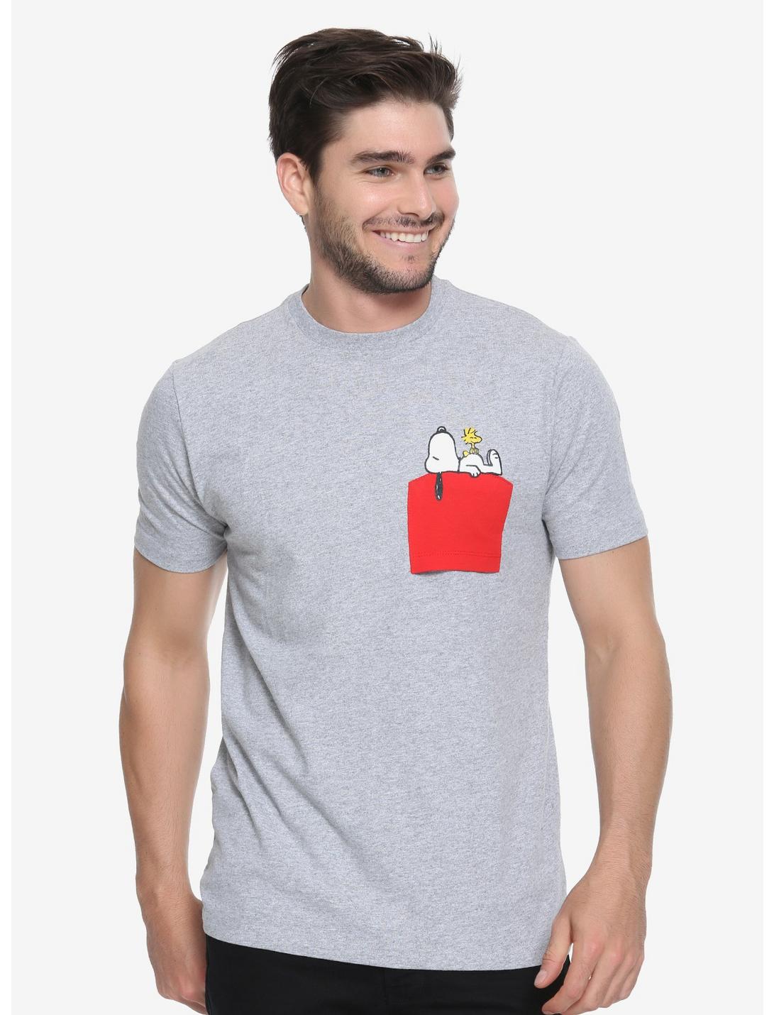Peanuts Snoopy Pocket T-Shirt - BoxLunch Exclusive, GREY, hi-res