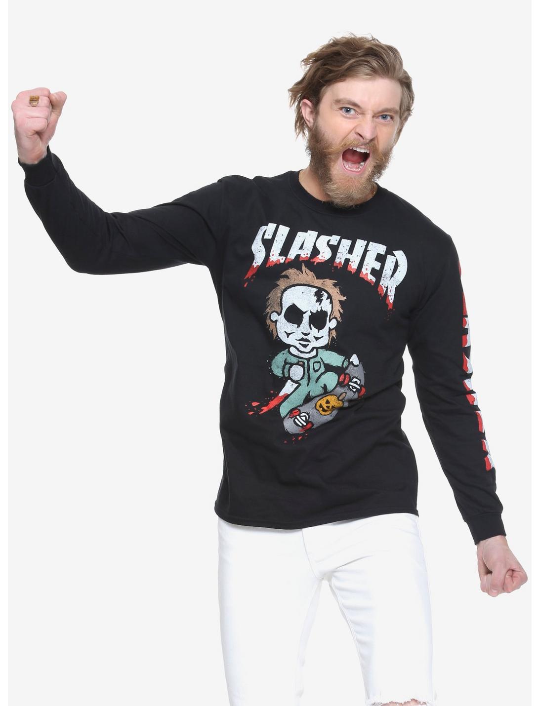 Halloween Slasher Long Sleeve T-Shirt - BoxLunch Exclusive, BLACK, hi-res