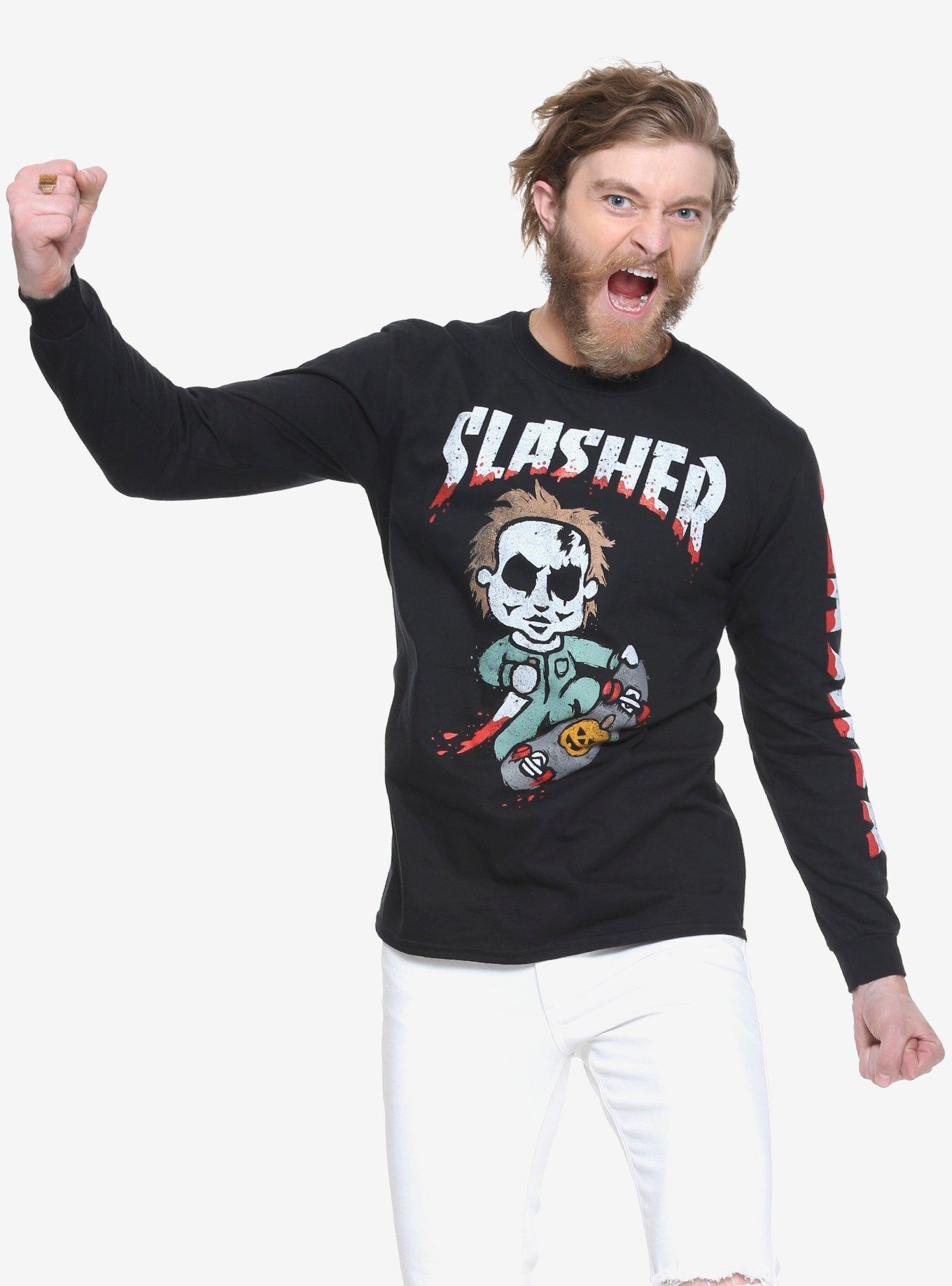Halloween Slasher Long Sleeve T-Shirt - BoxLunch Exclusive, BLACK, hi-res