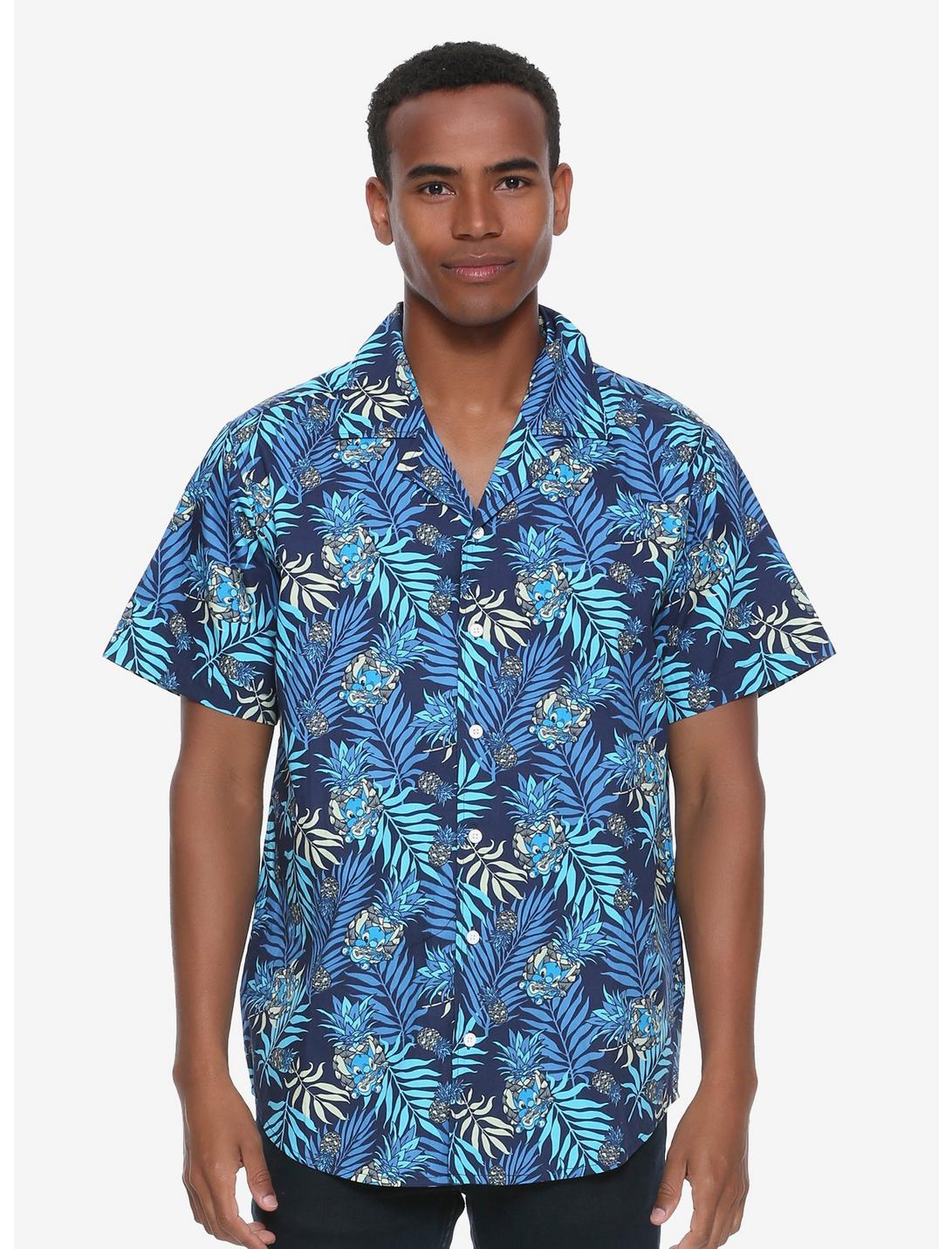 Disney Lilo & Stitch Tropical Woven Button-Up - BoxLunch Exclusive, BLUE, hi-res