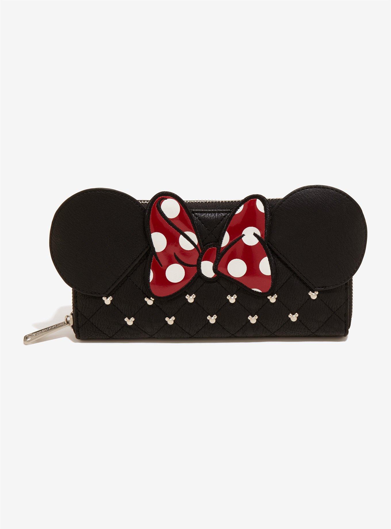 Loungefly Disney Minnie Mouse Denim Studded Bow Mini Backpack selling Bag