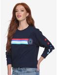 Marvel Captain America Stars & Stripes Womens Long Sleeve Tee - BoxLunch Exclusive, NAVY, hi-res