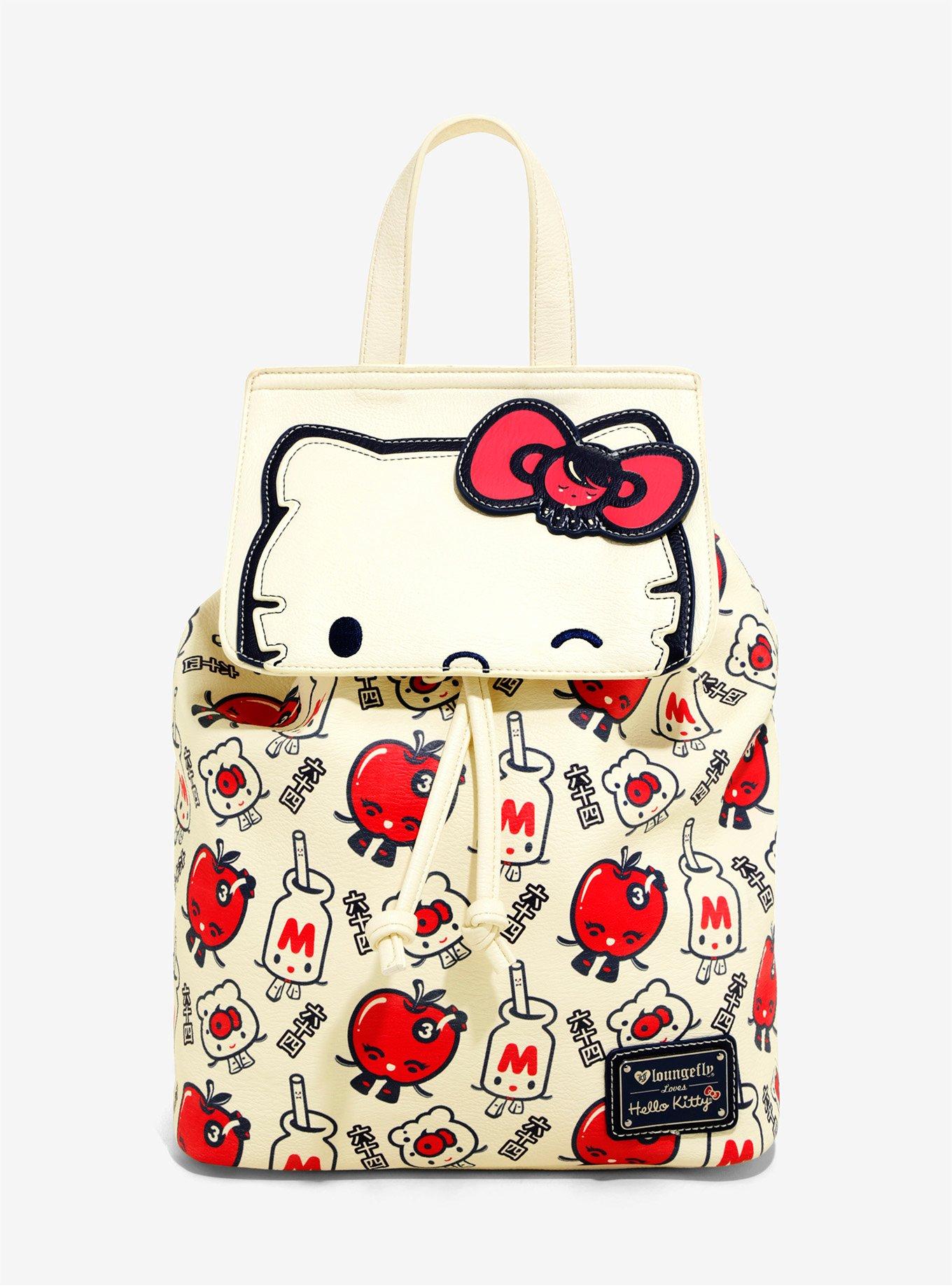 Loungefly Sanrio Hello Kitty Tattoo Allover Print Womens Double Strap  Shoulder Bag Purse