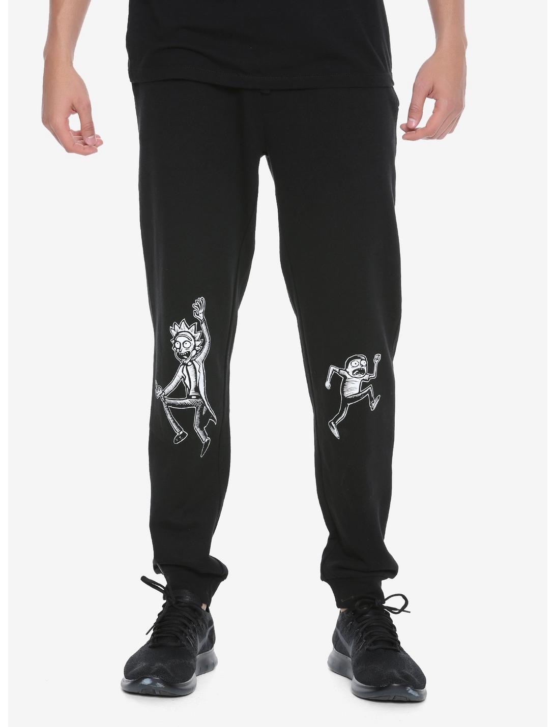 Rick And Morty Black & White Jogger Pants Hot Topic Exclusive - BLACK ...