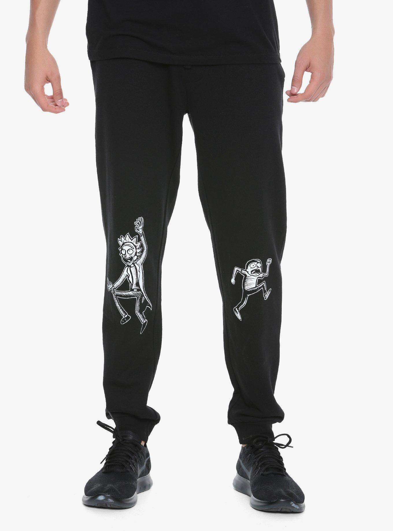 Rick And Morty Black & White Jogger Pants Hot Topic Exclusive, BLACK, hi-res