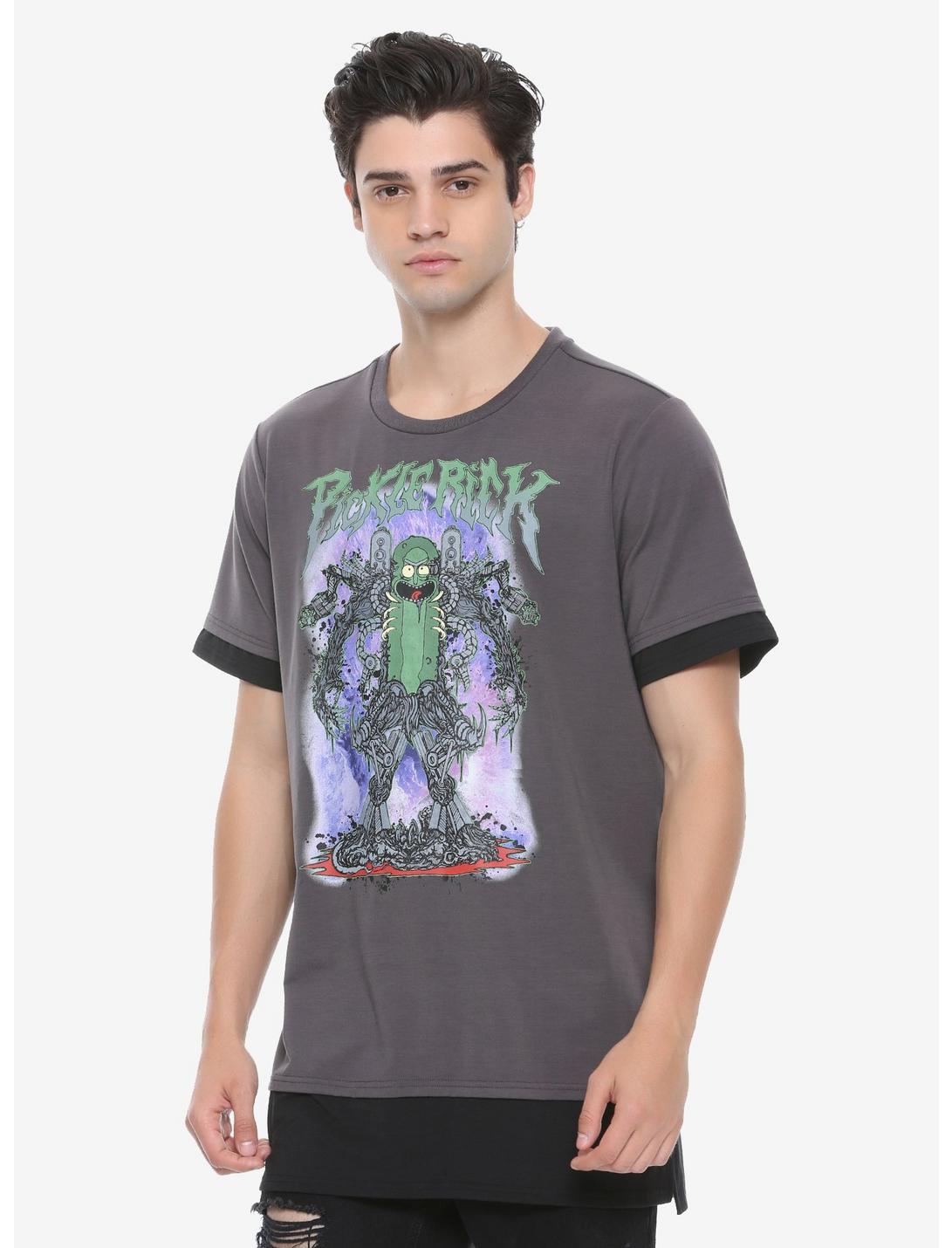 Rick And Morty Pickle Rick Layer T-Shirt Hot Topic Exclusive, GREY, hi-res