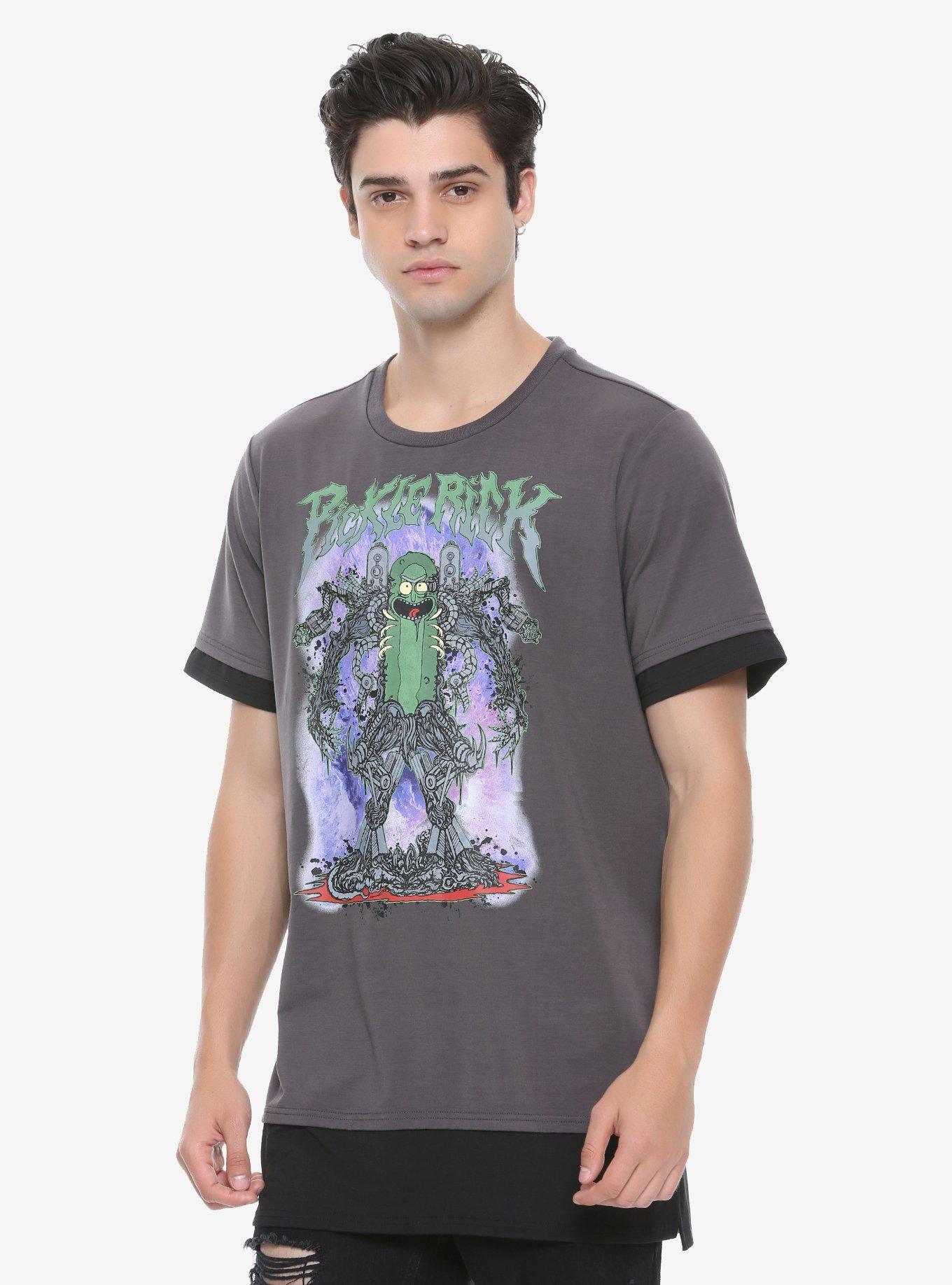 Rick And Morty Pickle Rick Layer T-Shirt Hot Topic Exclusive, GREY, hi-res