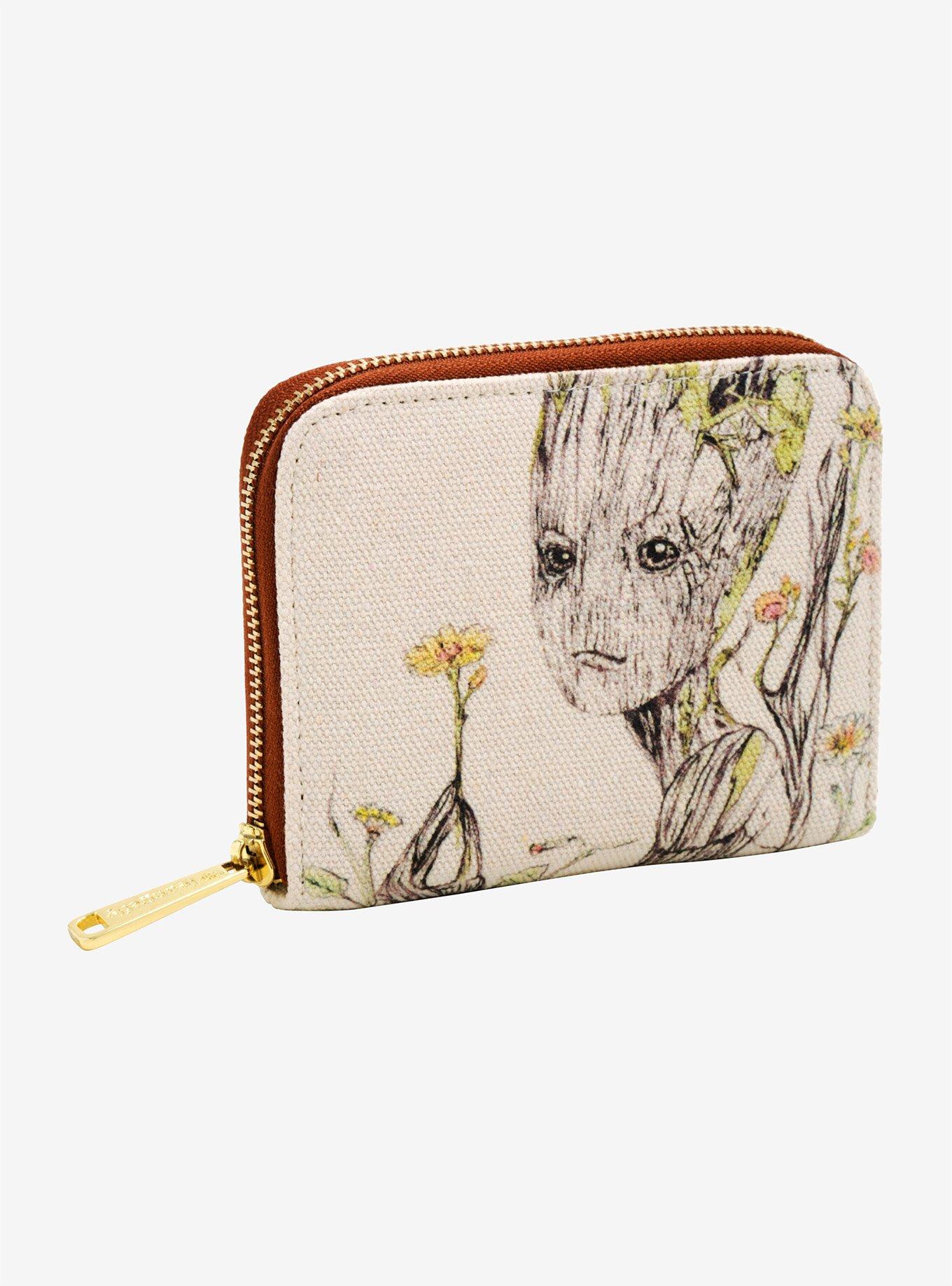 Loungefly Marvel Guardians Of The Galaxy Floral Groot Half Zip Wallet BoxLunch Exclusive BoxLunch