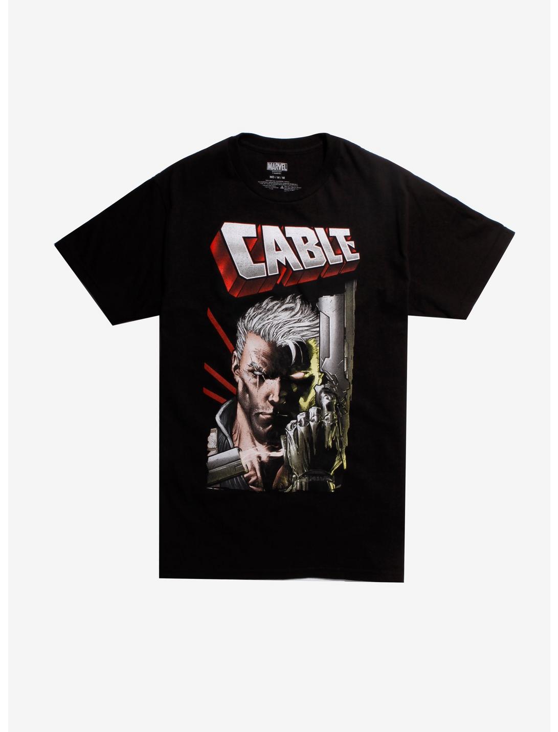 Marvel Deadpool Cable Close-Up T-Shirt Hot Topic Exclusive, BLACK, hi-res