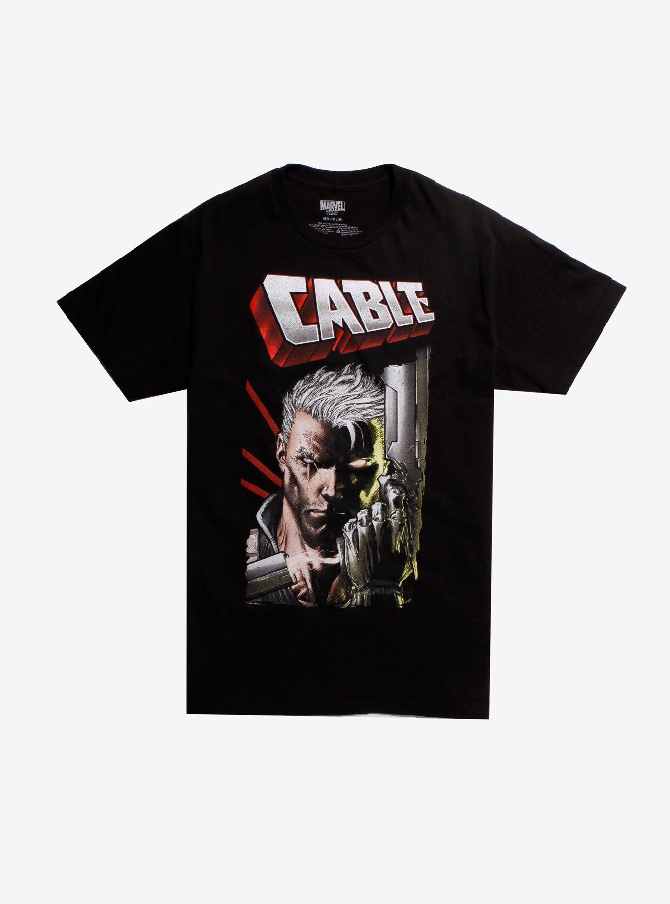 Marvel Deadpool Cable Close-Up T-Shirt Hot Topic Exclusive, BLACK, hi-res