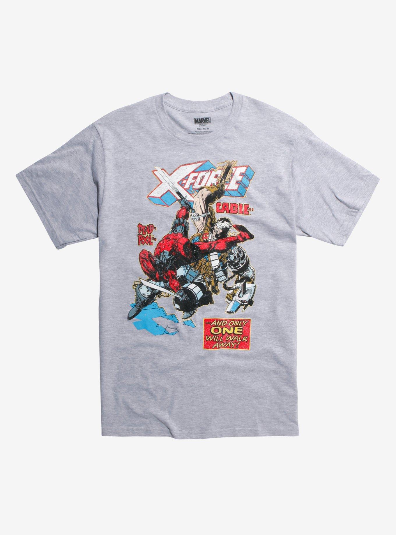 Marvel X-Force Deadpool Vs. Cable T-Shirt Hot Topic Exclusive, GREY, hi-res