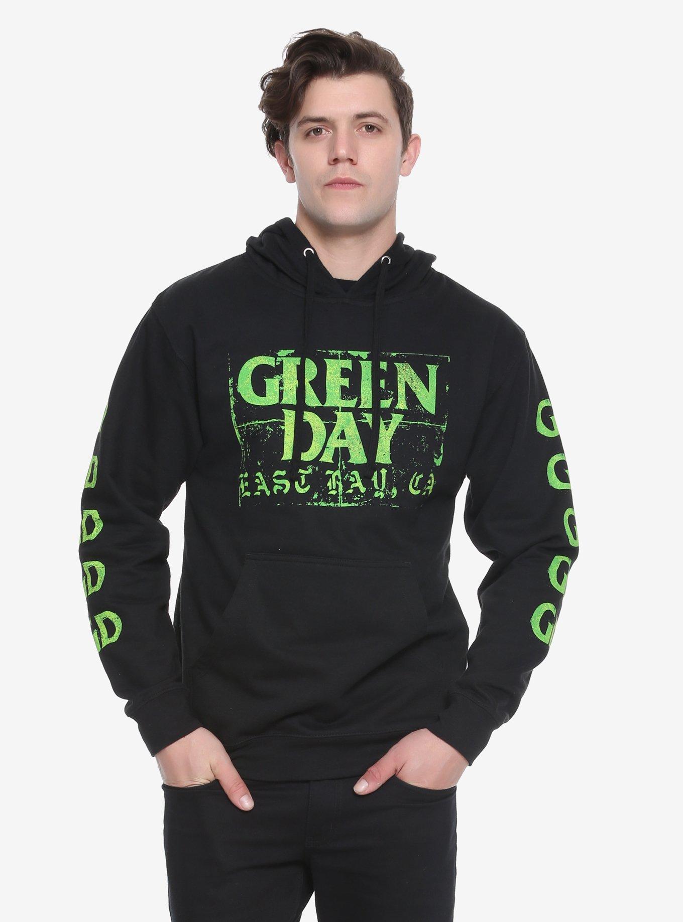 Green Day East Bay Stencil Hoodie, BLACK, hi-res