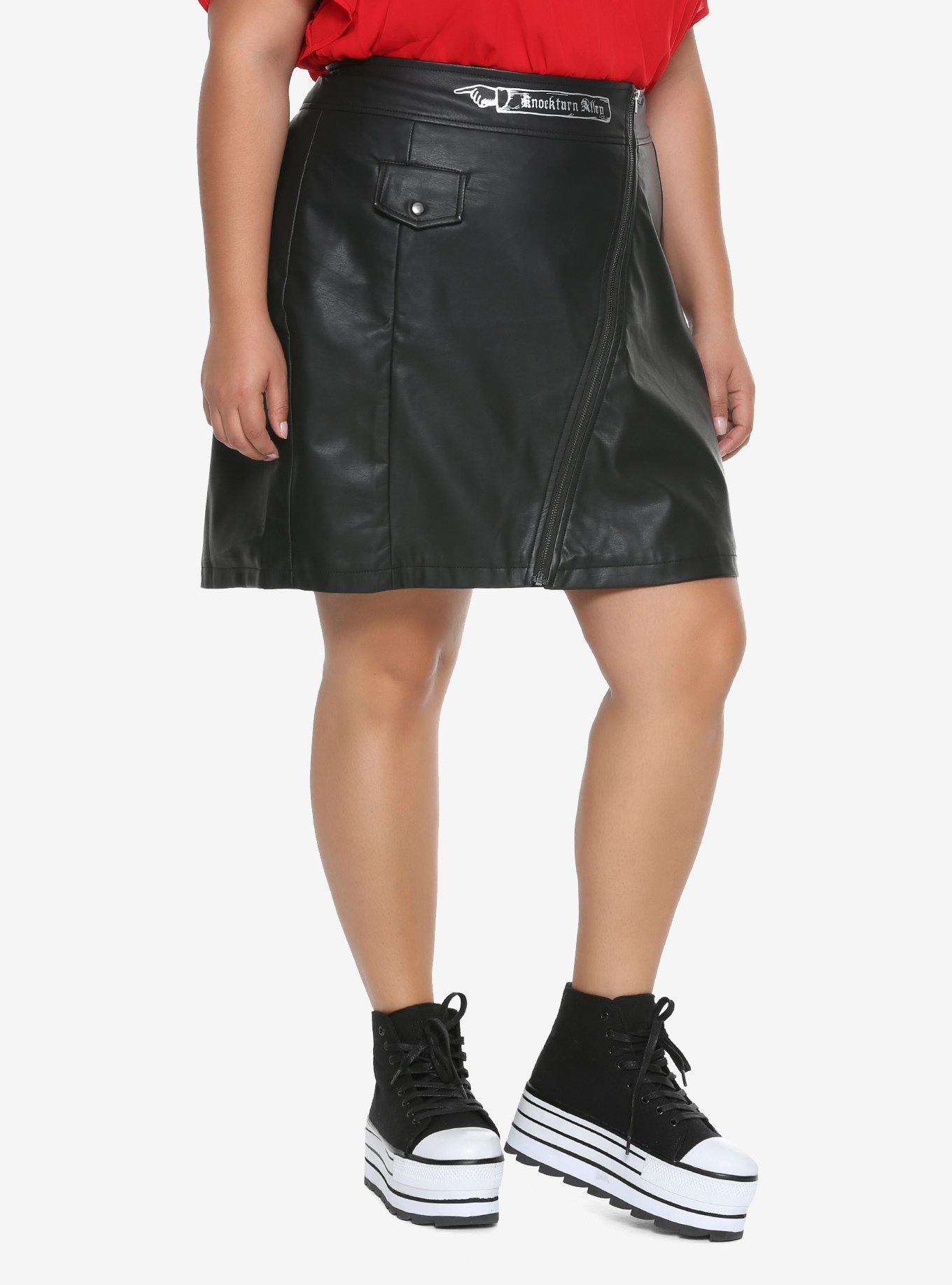 Harry Potter Knockturn Alley Faux Leather Skirt Plus Size, BLACK, hi-res