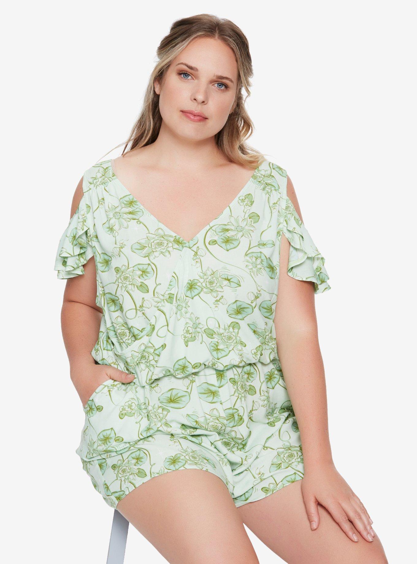 Her Universe Destination Disney The Princess And The Frog Cold Shoulder Romper Plus Size, GREEN, hi-res