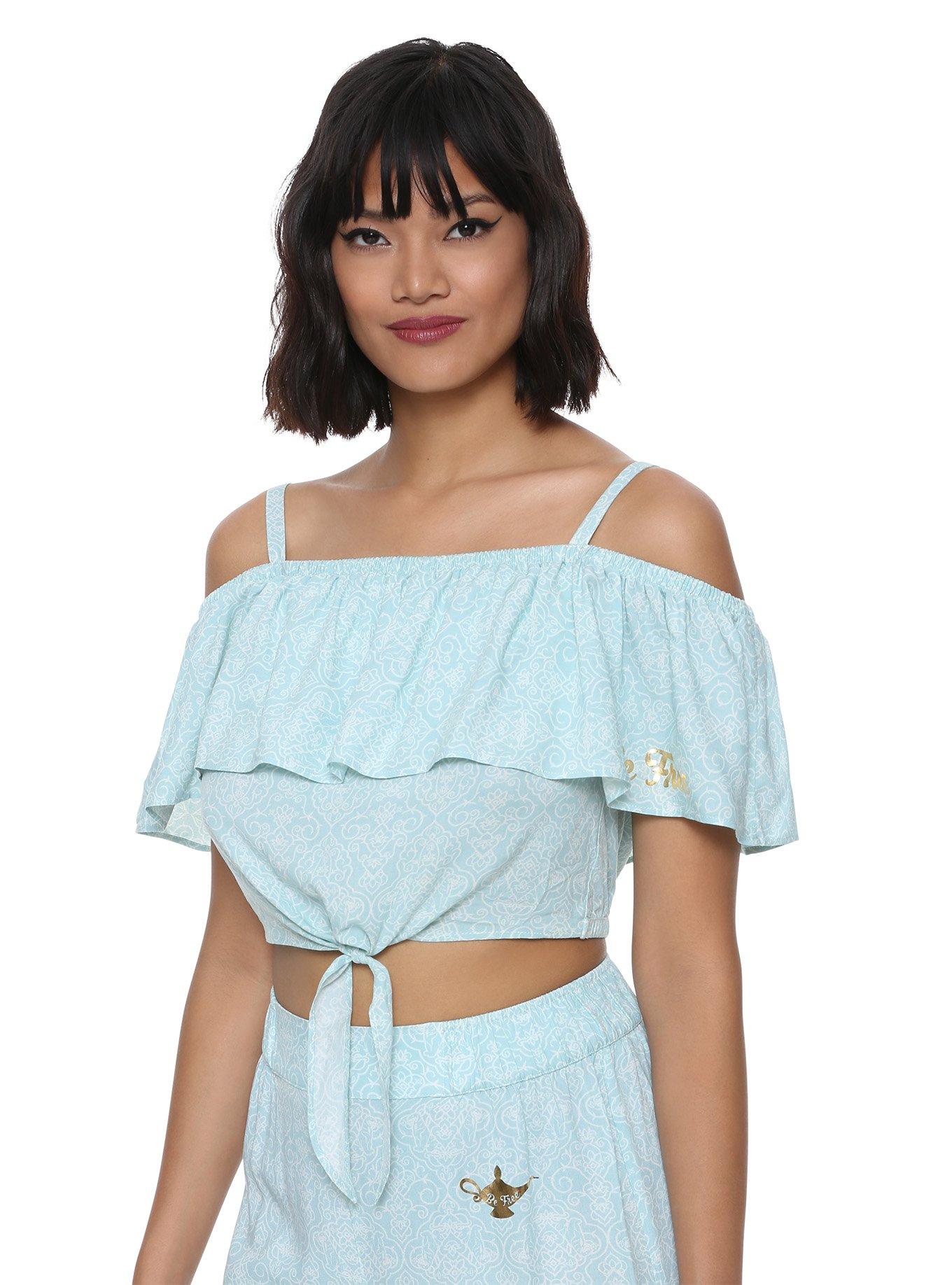 Her Universe Destination Disney Aladdin Princess Jasmine Ruffle Crop Top, LIGHT BLUE, hi-res