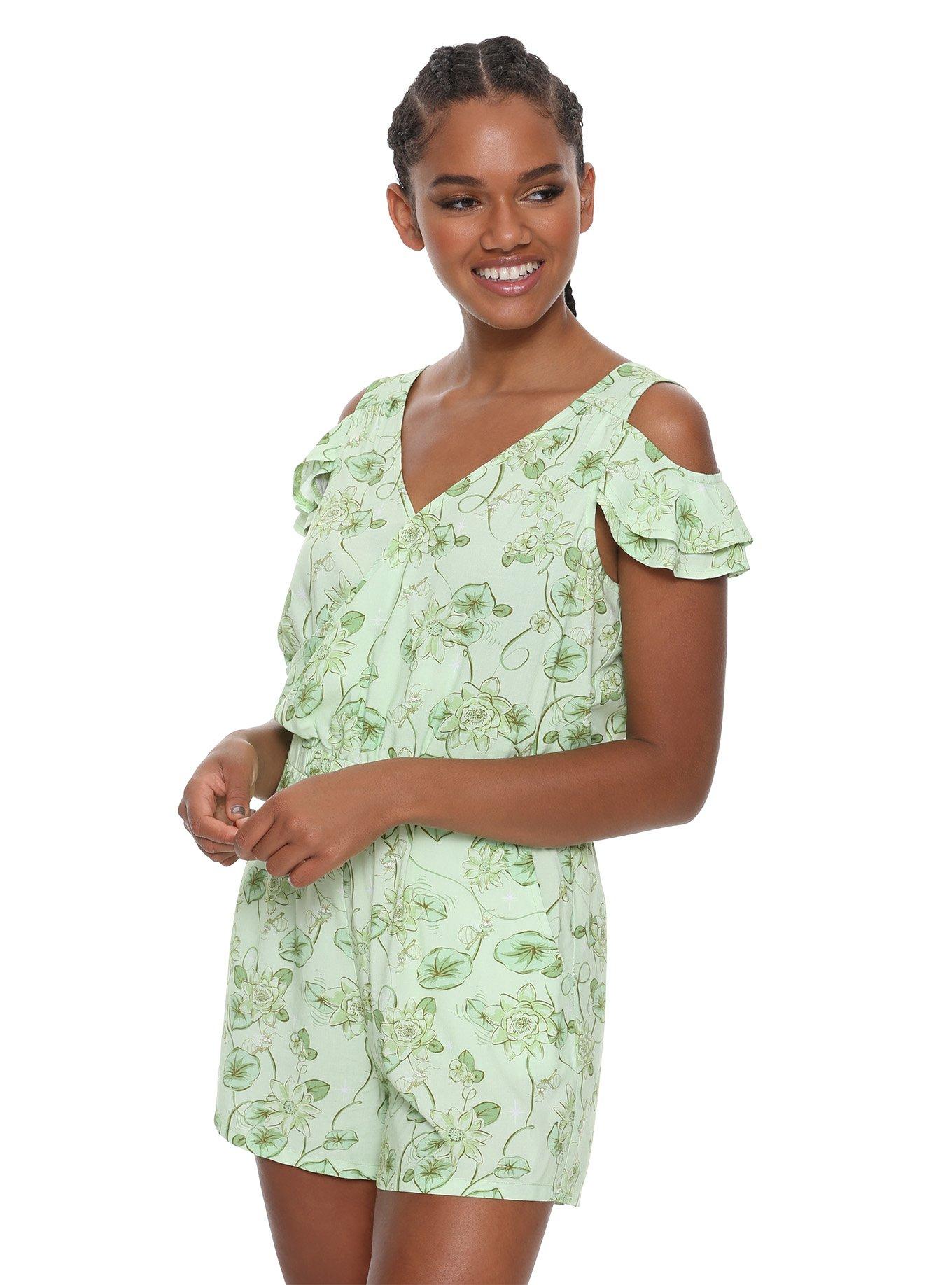 Her Universe Destination Disney The Princess And The Frog Cold Shoulder Romper, GREEN, hi-res