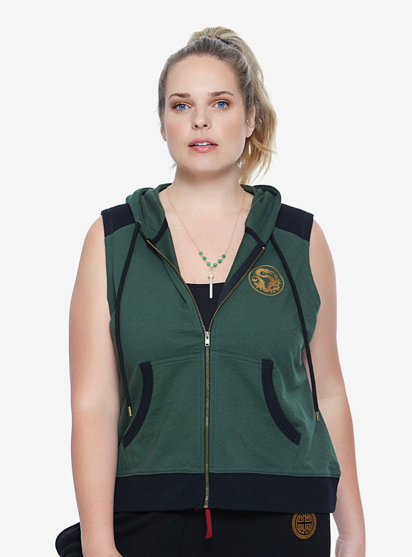 Her Universe Destination Disney Mulan Green Hoodie Vest Plus Size, DARK GREEN, hi-res