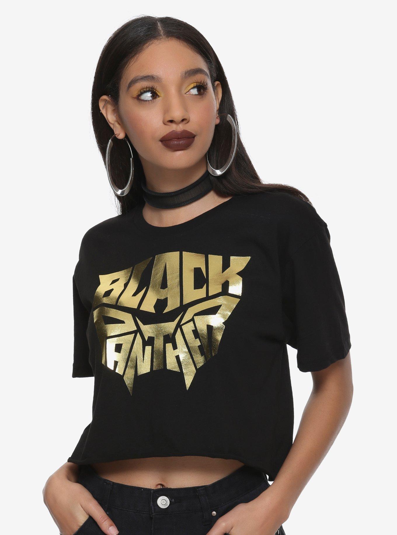 Marvel Black Panther Foil Logo Girls Crop Top, GOLD, hi-res