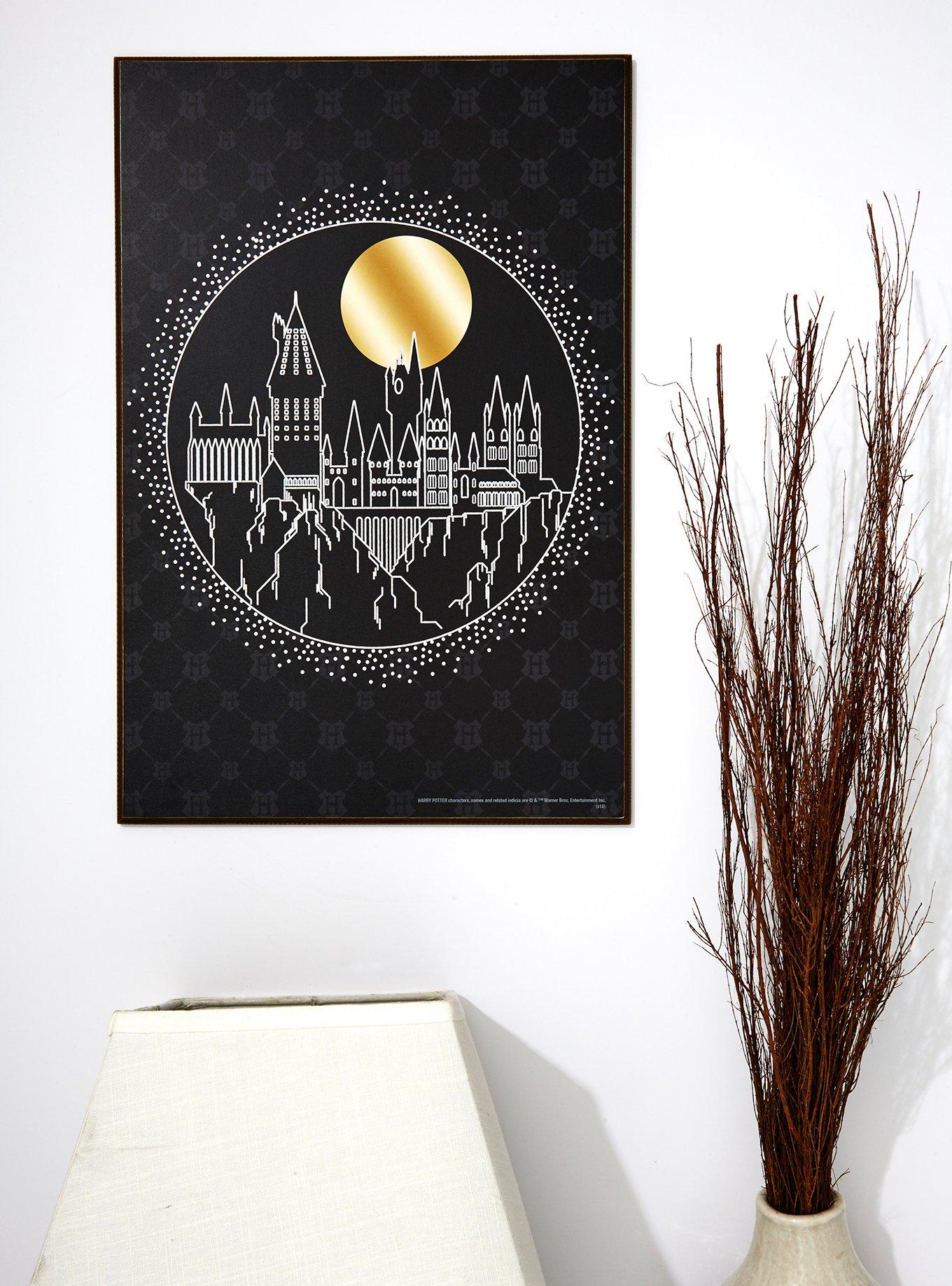 Harry Potter Hogwarts Gold Moon Wood Wall Art, , hi-res