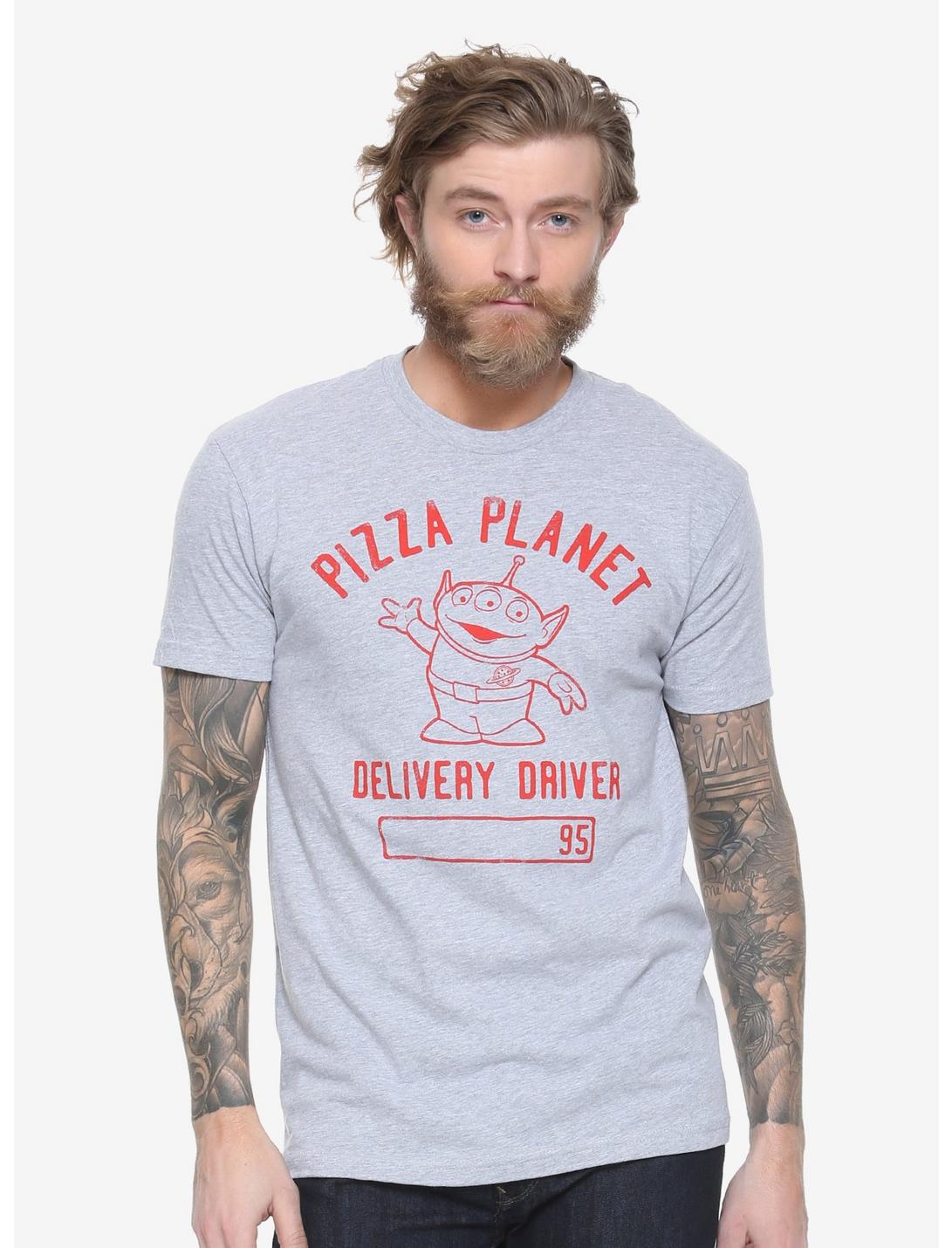 Disney Pixar Toy Story Pizza Planet Driver T-Shirt - BoxLunch Exclusive, GREY, hi-res