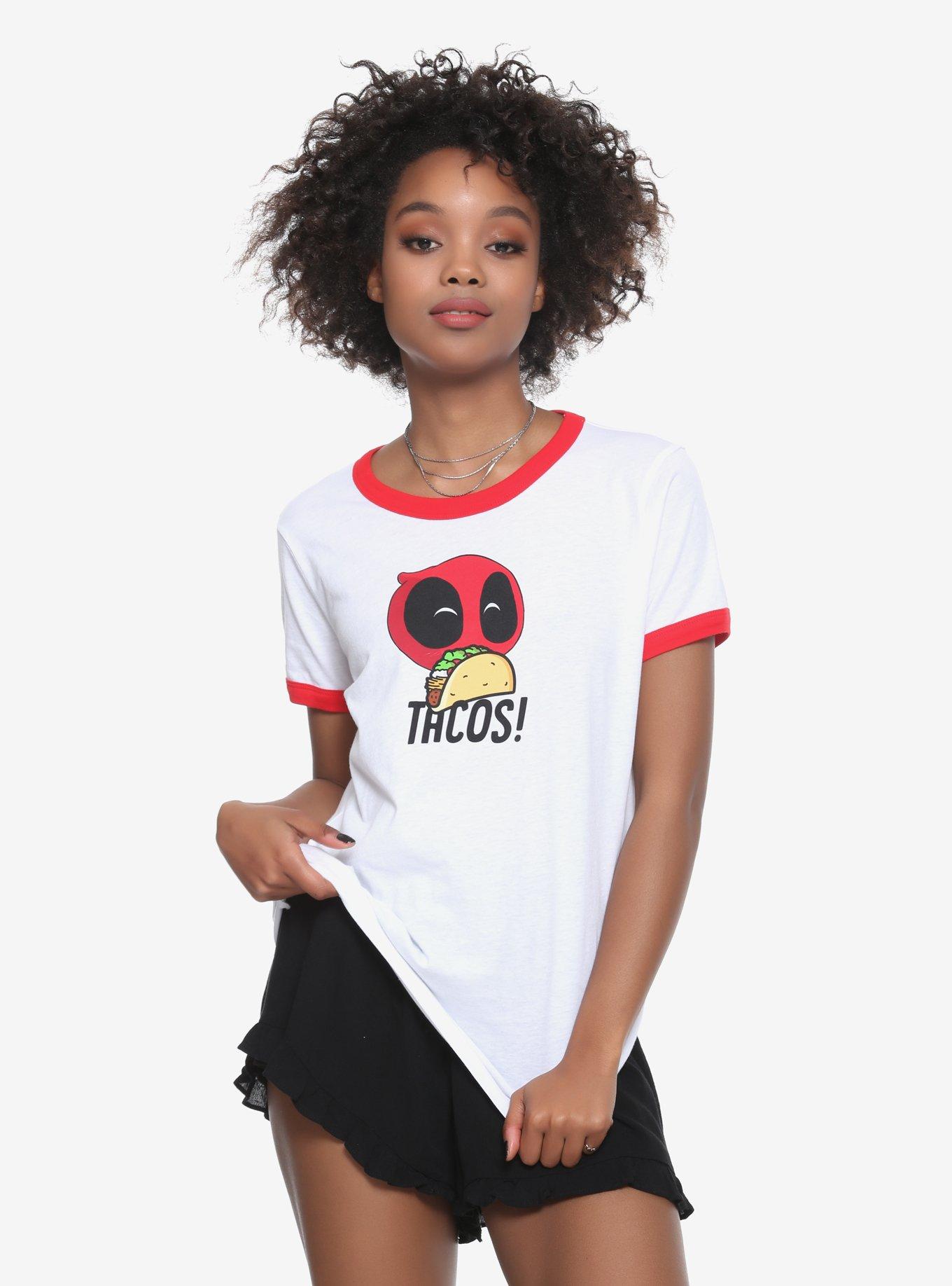 Marvel Deadpool Tacos Girls Ringer T-Shirt, RED, hi-res