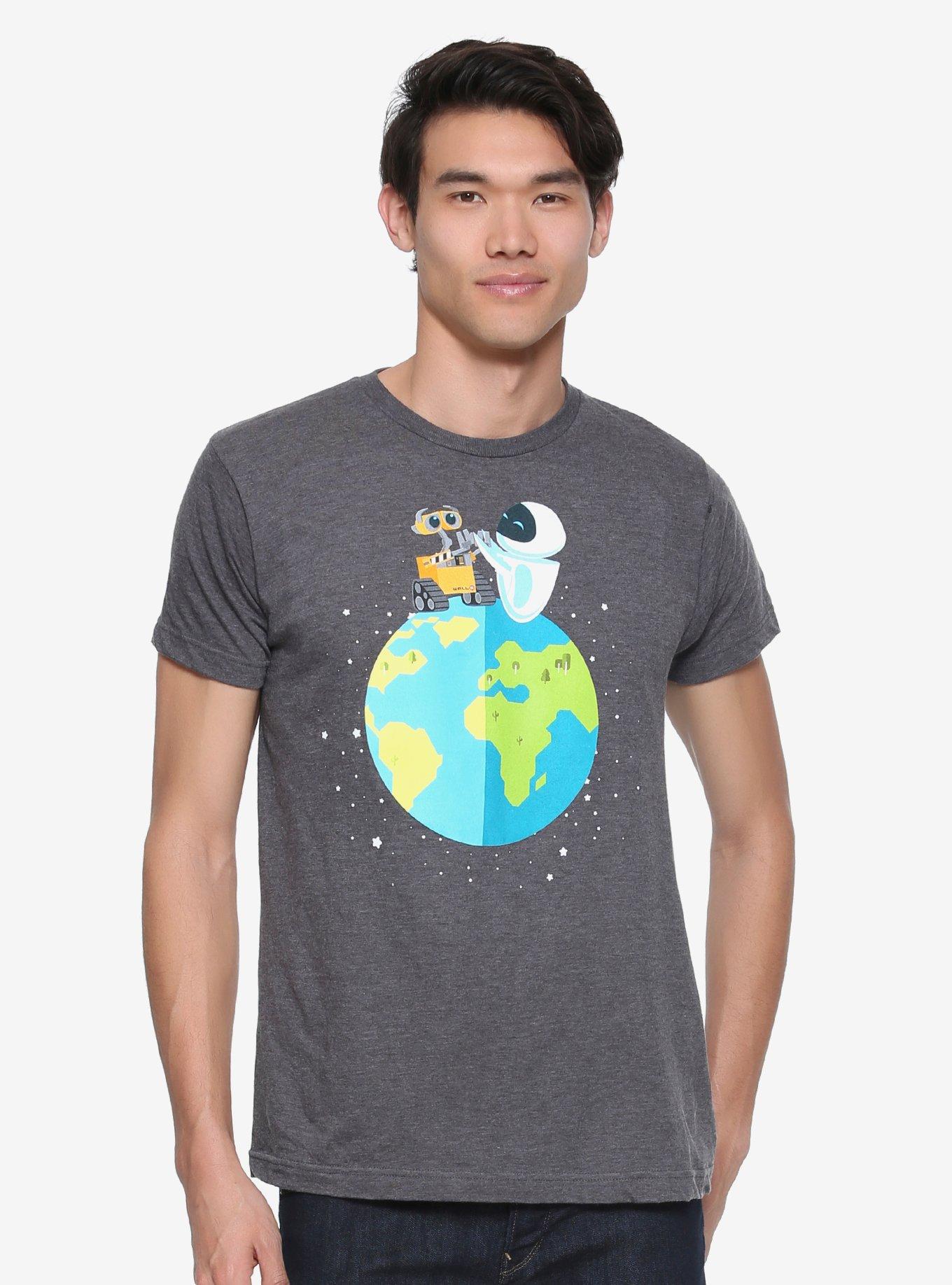 Disney Pixar WALL-E EVE & WALL-E Earth T-Shirt - BoxLunch Exclusive, BLACK, hi-res