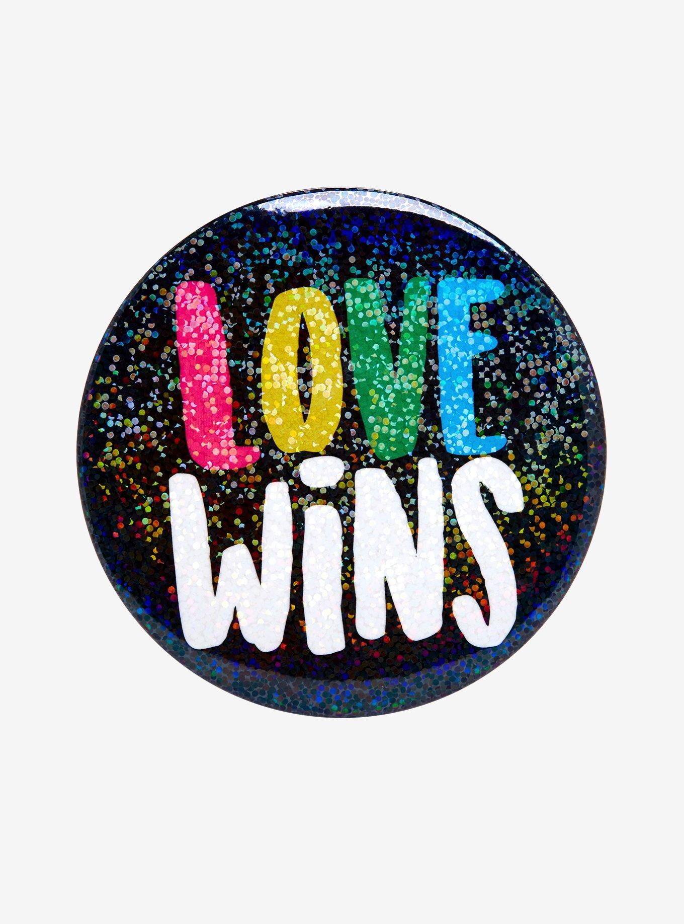 Love Wins Holographic Glitter Pin, , hi-res