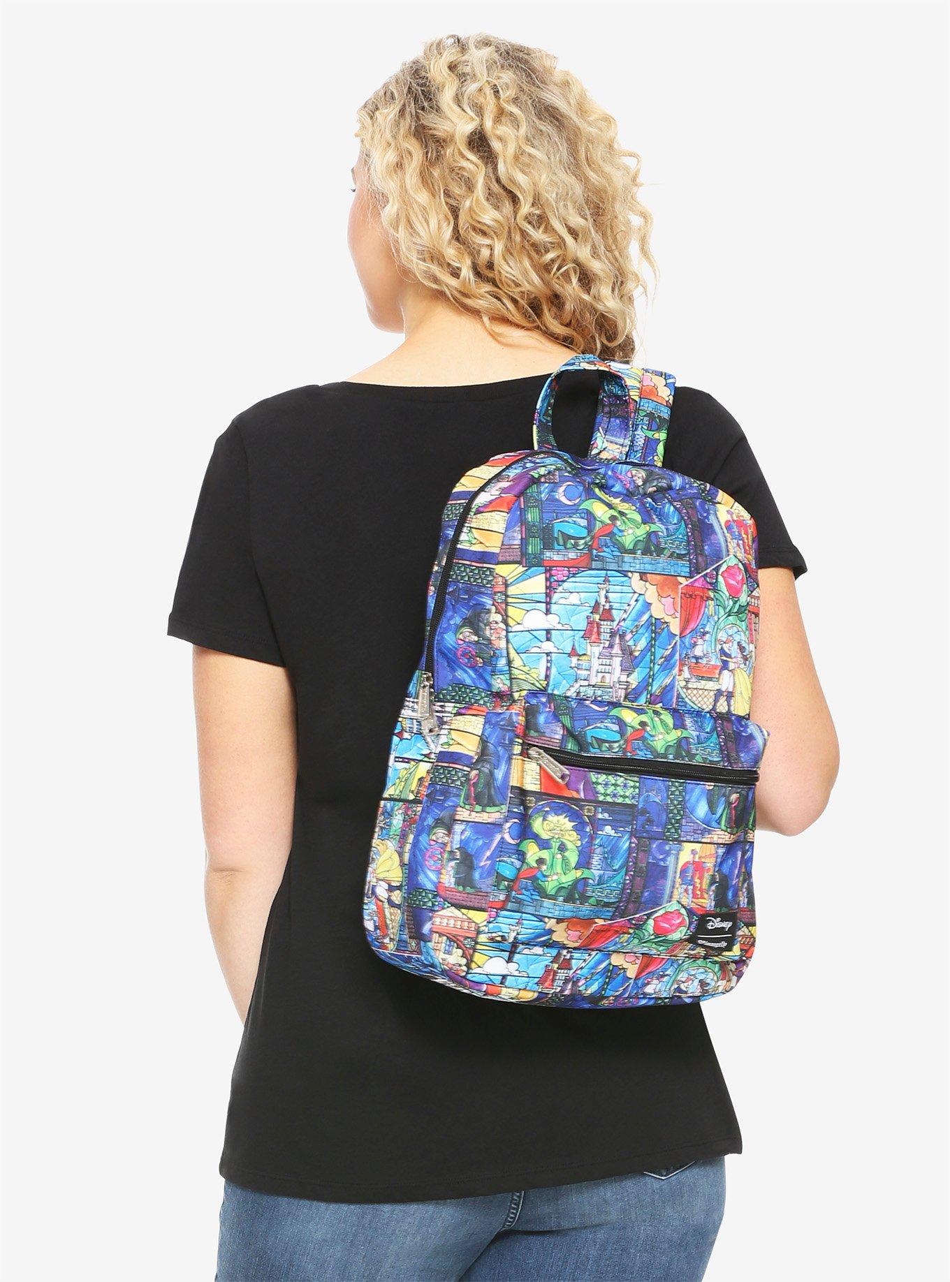 Beauty and the Beast Stained-Glass Window Loungefly Backpack