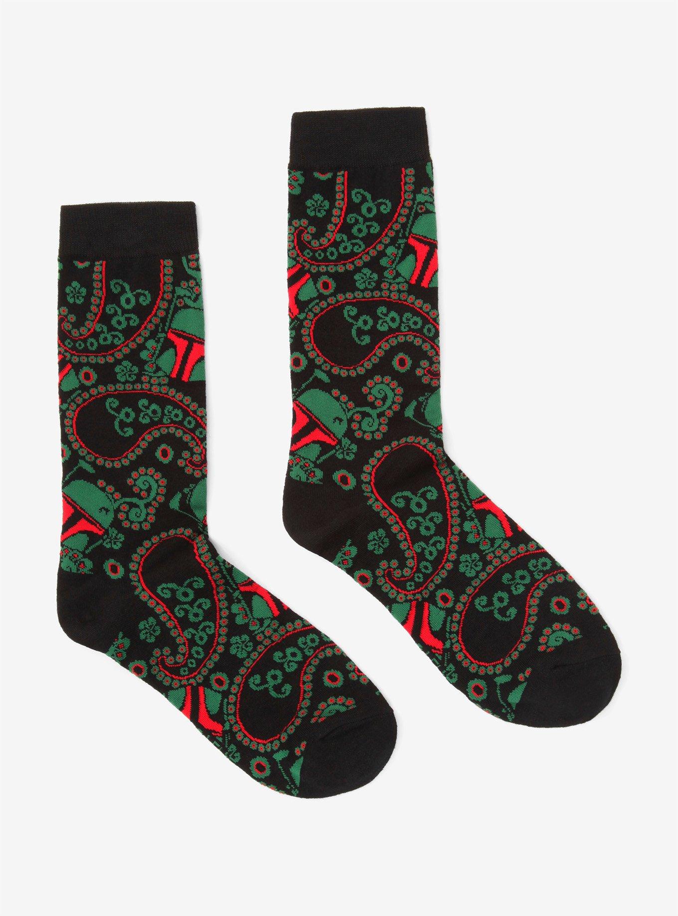 Star Wars Boba Fett Paisley Dress Socks - BoxLunch Exclusive, , hi-res