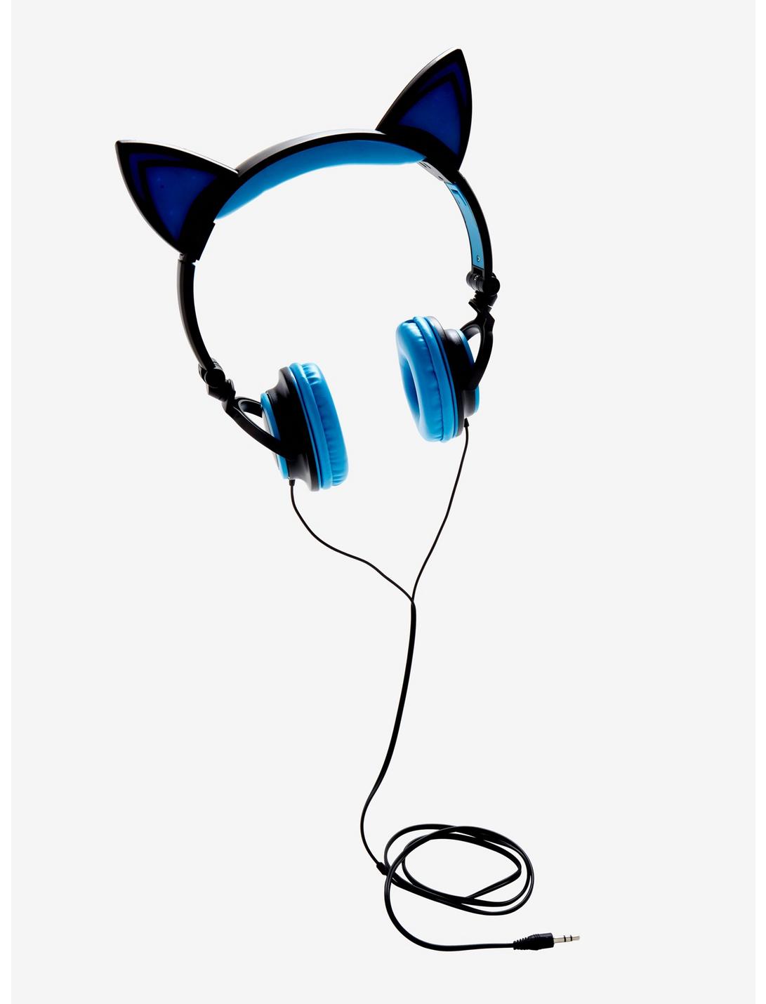 Blue LED Cat Ear Headphones, , hi-res