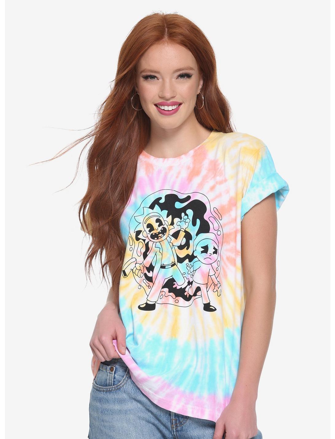 Rick And Morty Schwifty Tie Dye Womens Tee - BoxLunch Exclusive, WHITE, hi-res
