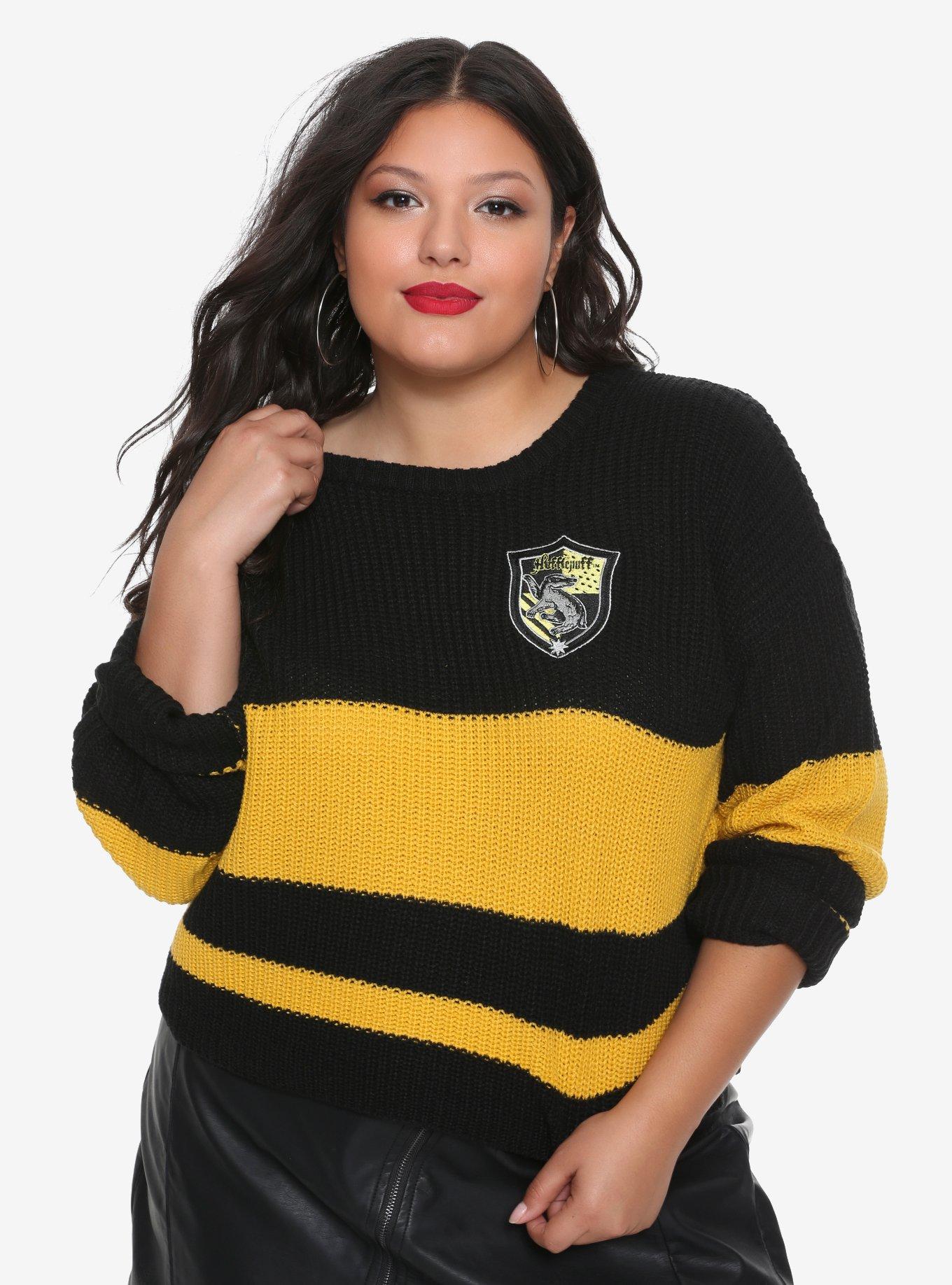 Harry Potter Hufflepuff Girls Quidditch Sweater Plus Size, BLACK, hi-res