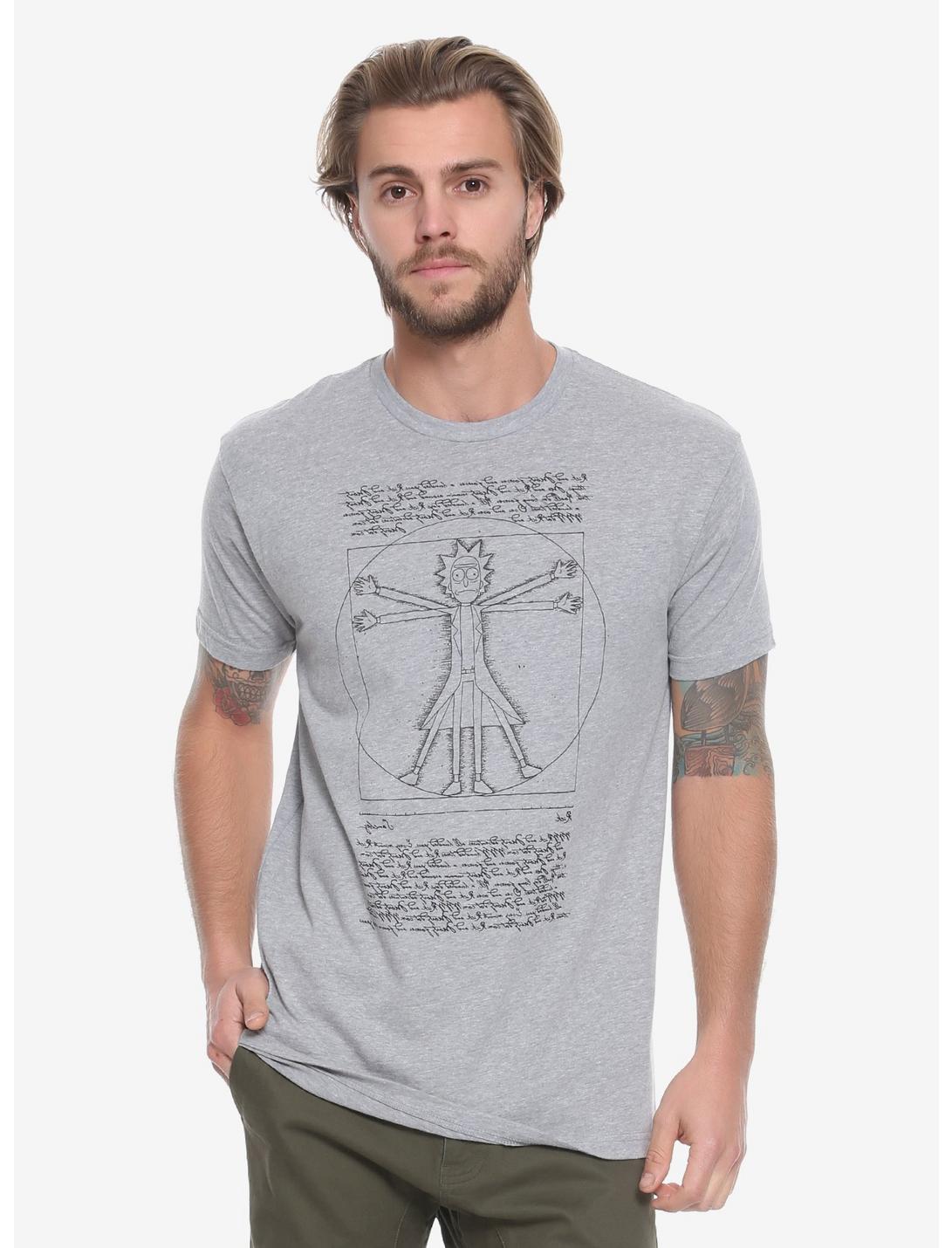Rick And Morty Vitruvian Rick T-Shirt - BoxLunch Exclusive, GREY, hi-res